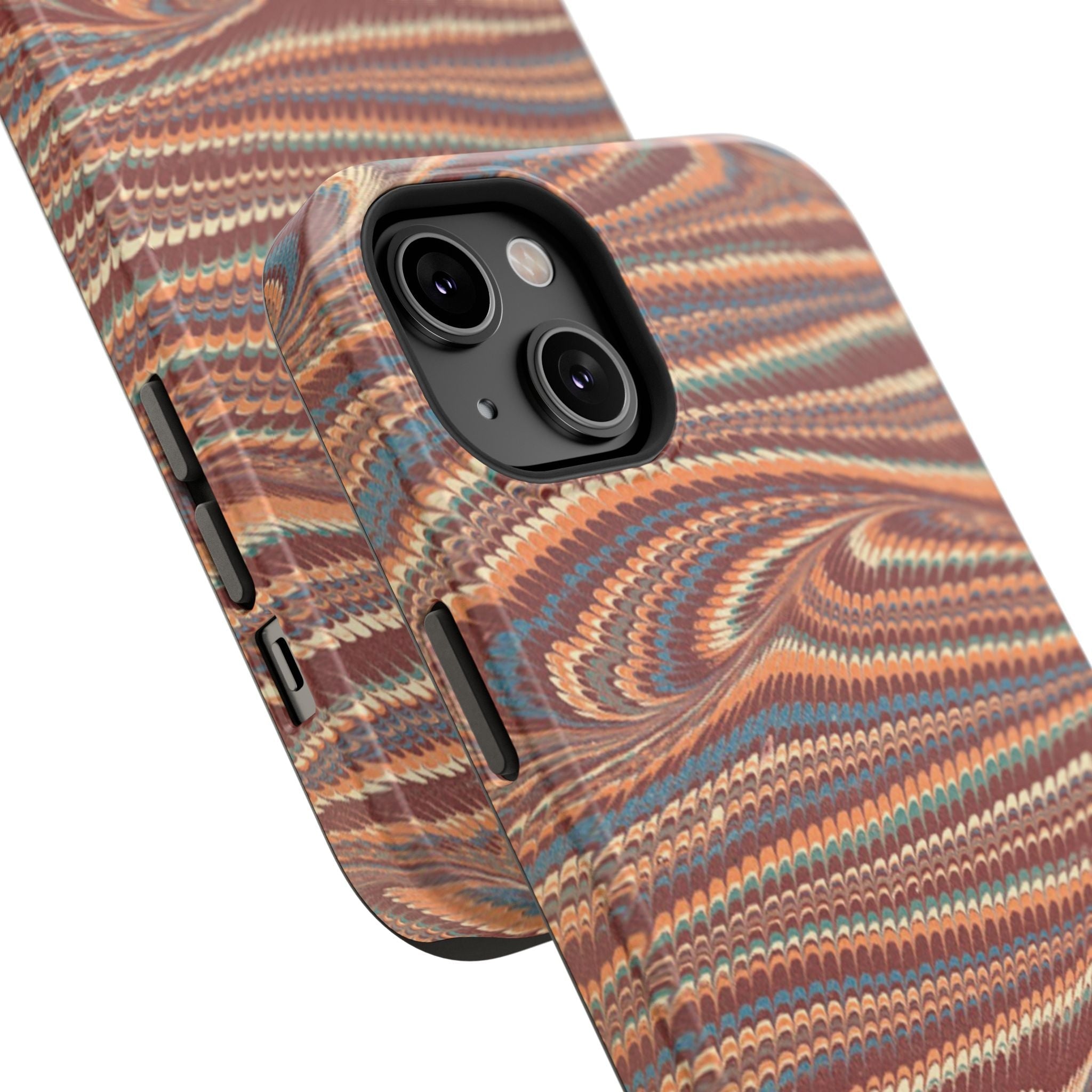 Neutrals Burgundy, Beige, Rust Hues Italian Vintage Marble Design Phone Case for Apple + Samsung