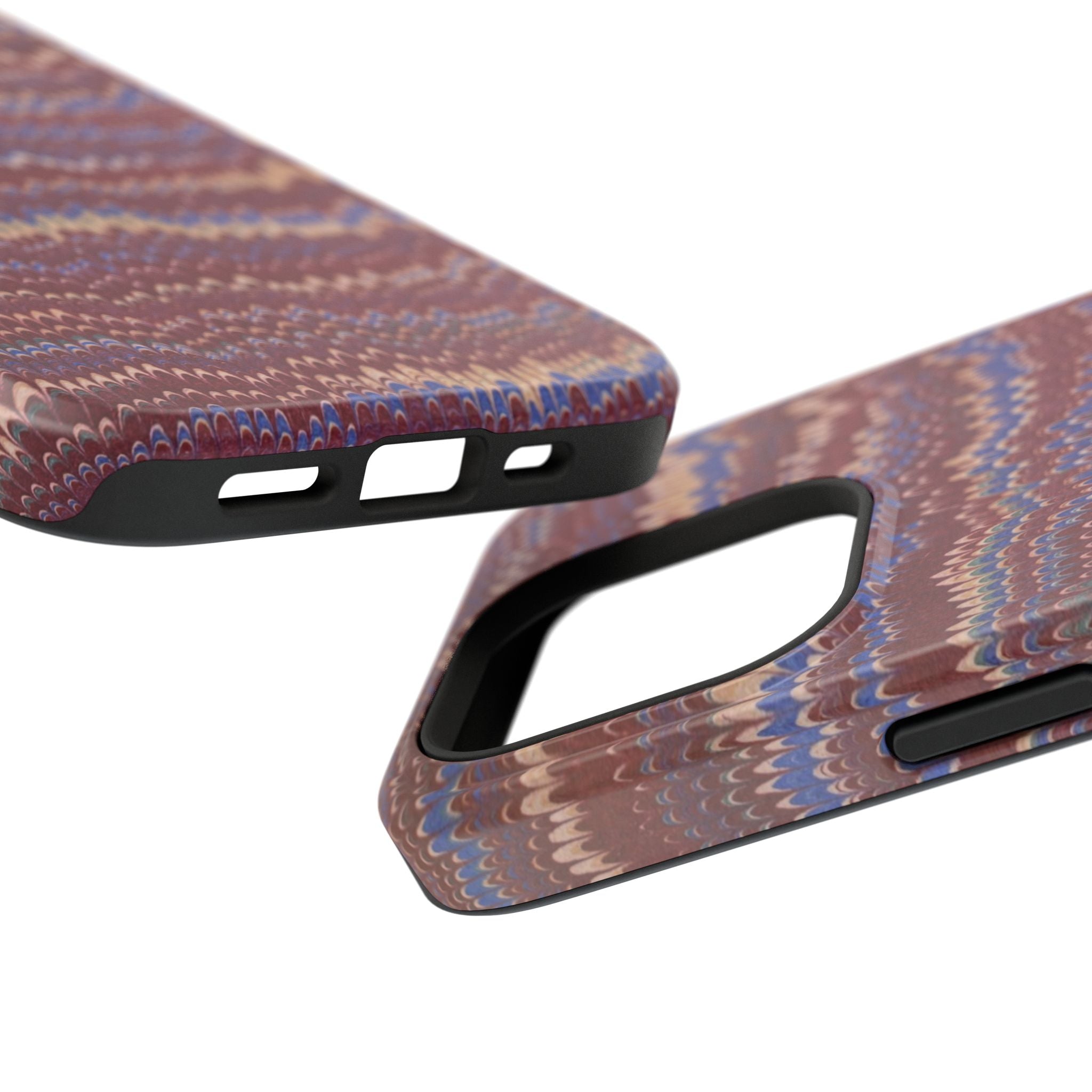 Burgundy and Blue Hues Italian Vintage Marble Design Phone Case for Apple + Samsung