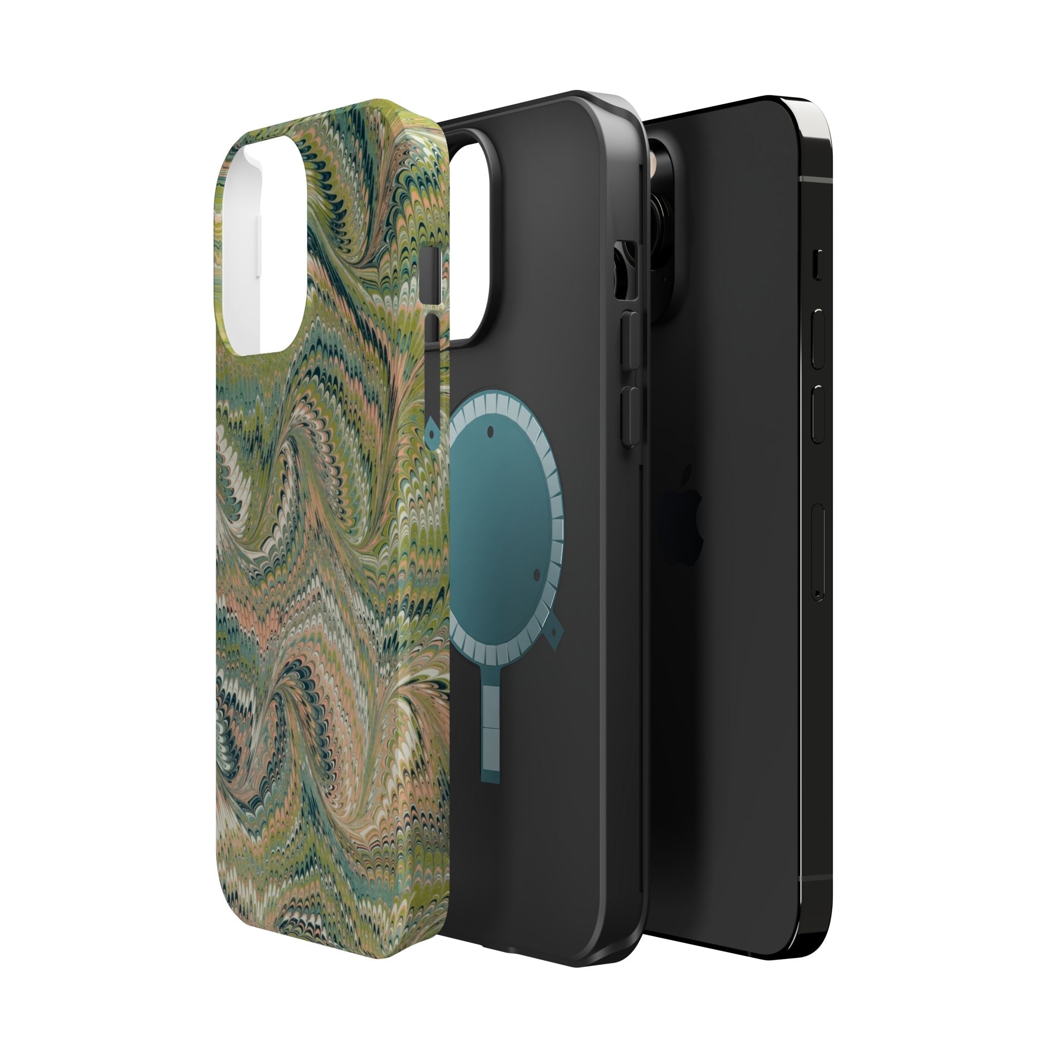 Green Pastel Italian Marble Design Magnetic MAG SAFE High Impact iPhone Cases