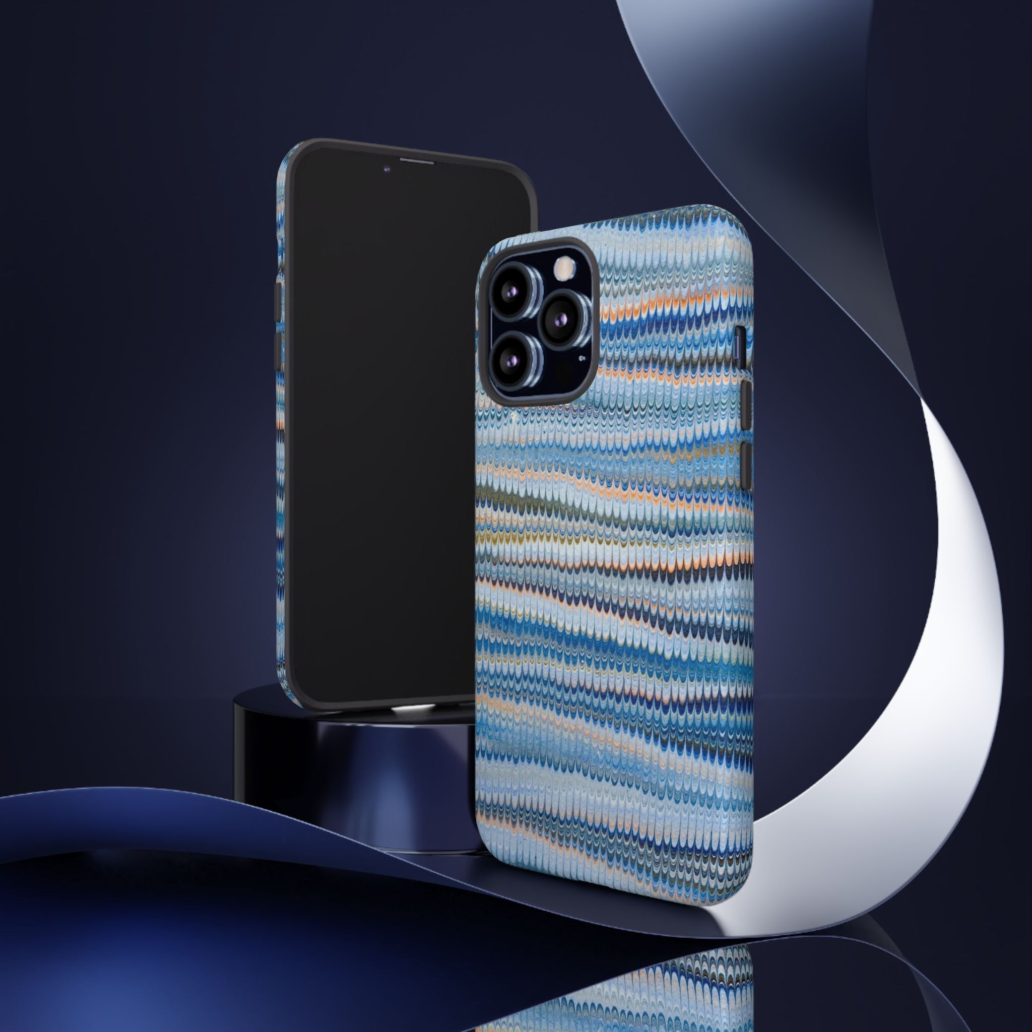 Blue Marbled Phone Cases iPhone 16 + Samsung + Apple + Google