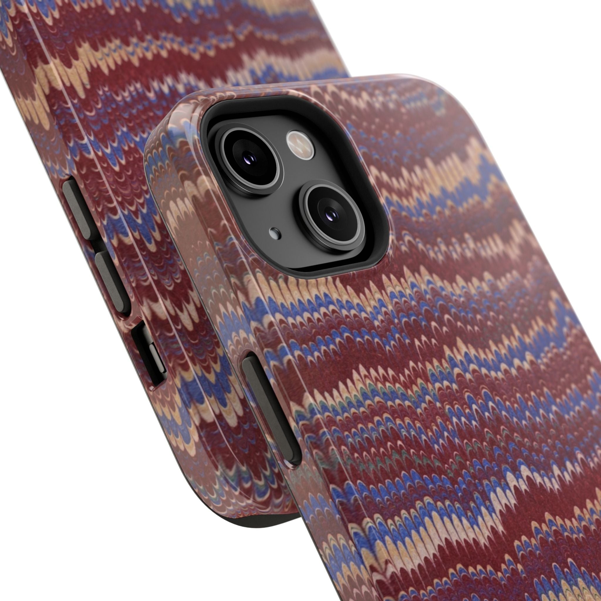 Burgundy and Blue Hues Italian Vintage Marble Design Phone Case for Apple + Samsung