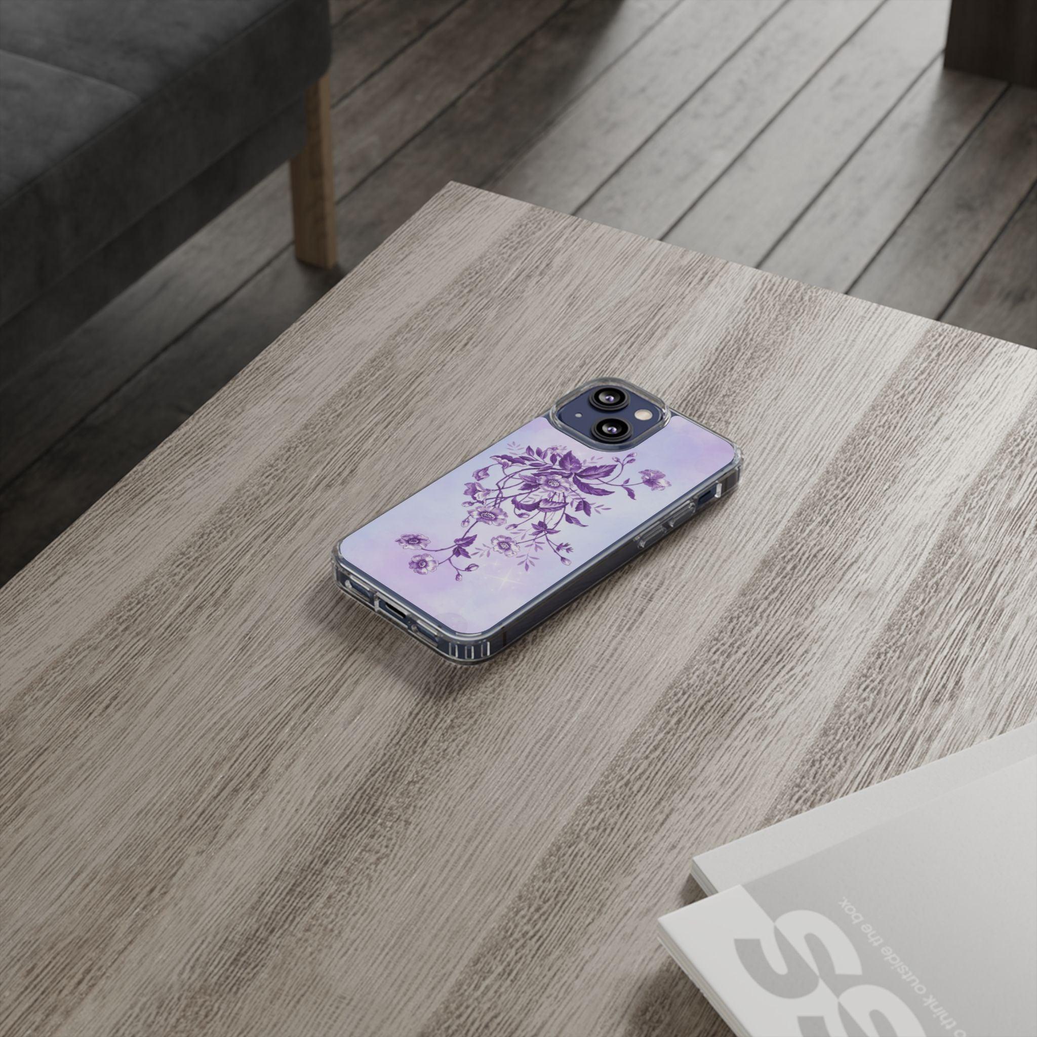 Floral design In Purple Clear Cases