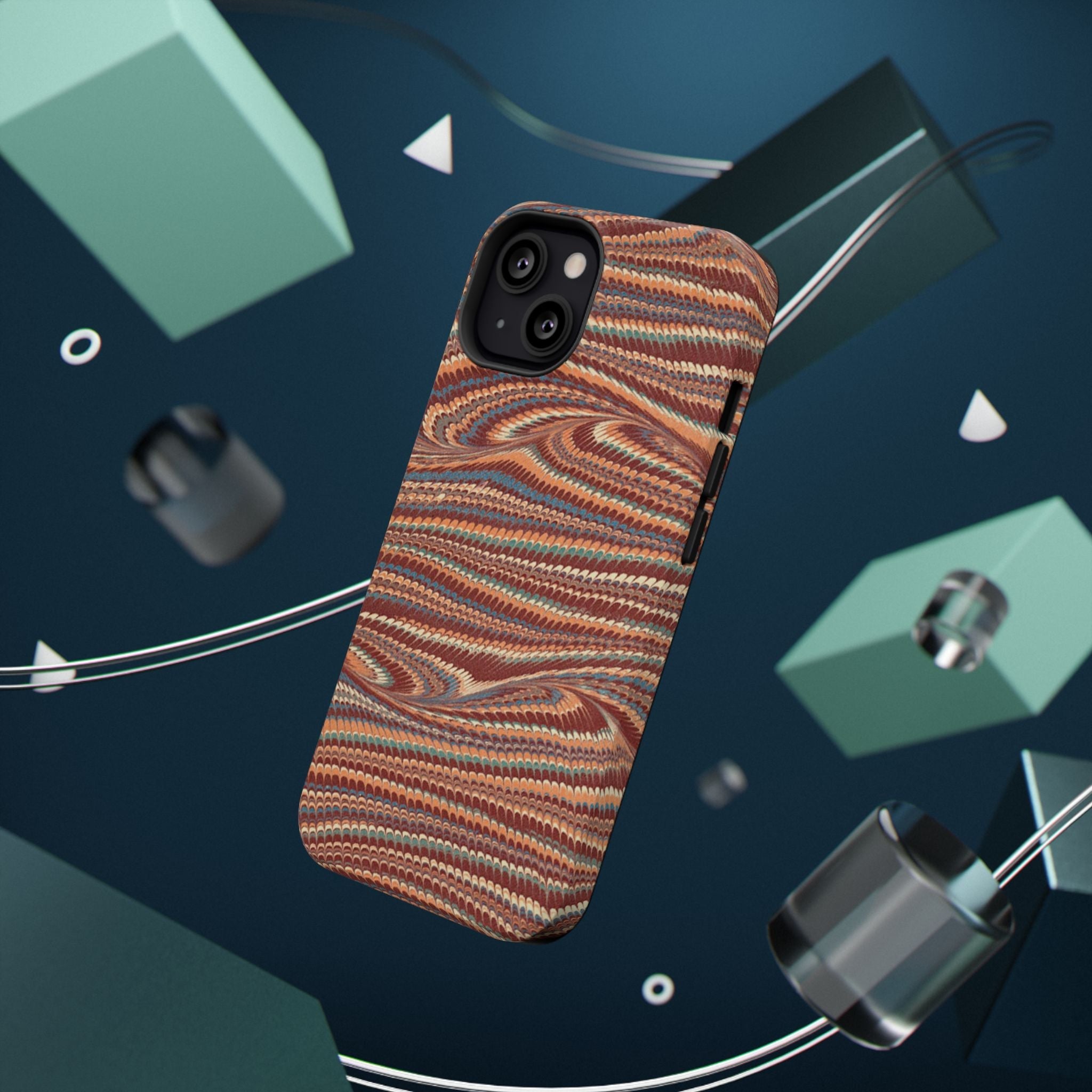 Neutrals Burgundy, Beige, Rust Hues Italian Vintage Marble Design Phone Case for Apple + Samsung