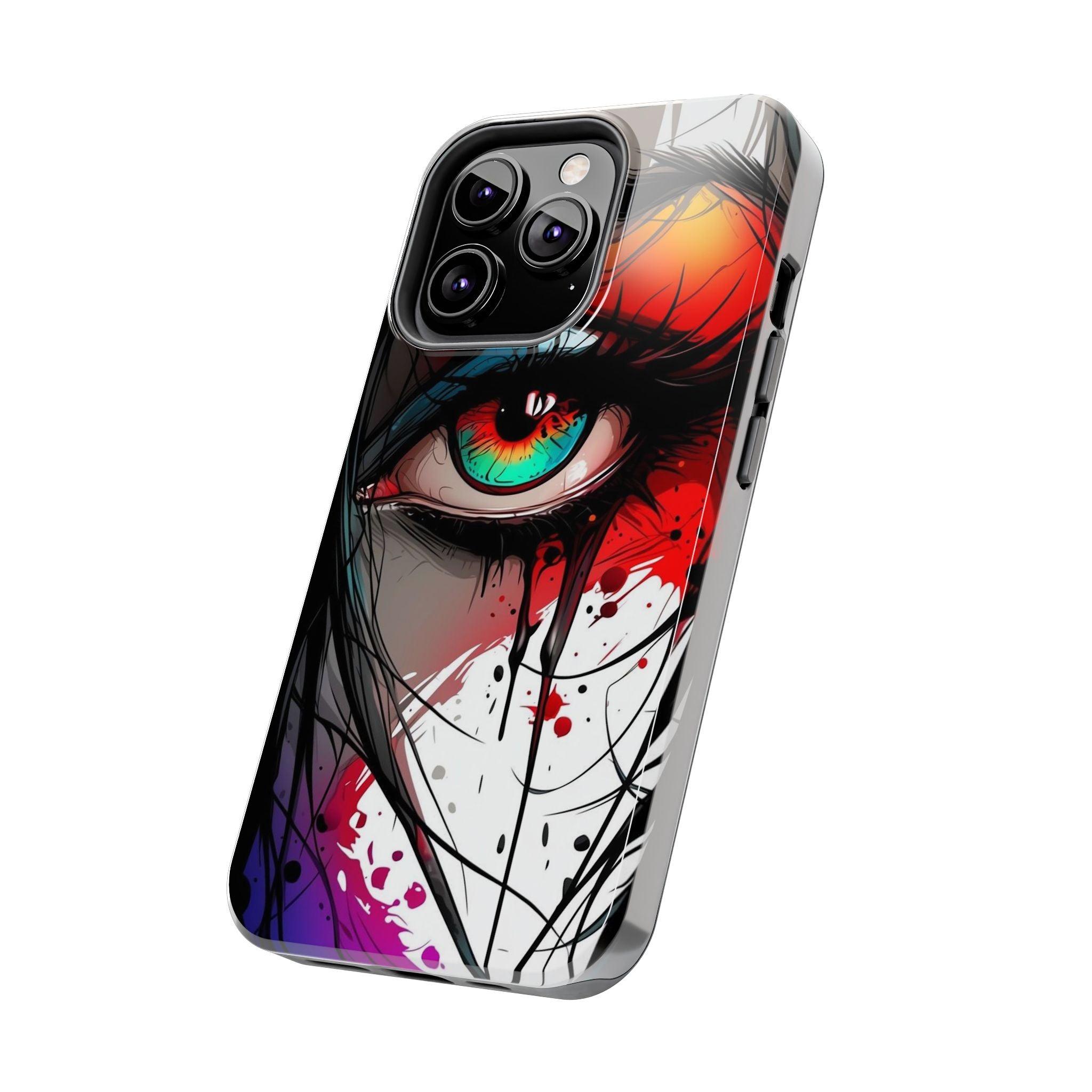 Girl Colorful Eye Painted Printed Tough Phone Case for iPhone & Samsung Galaxy - Artistic & Vibrant Design
