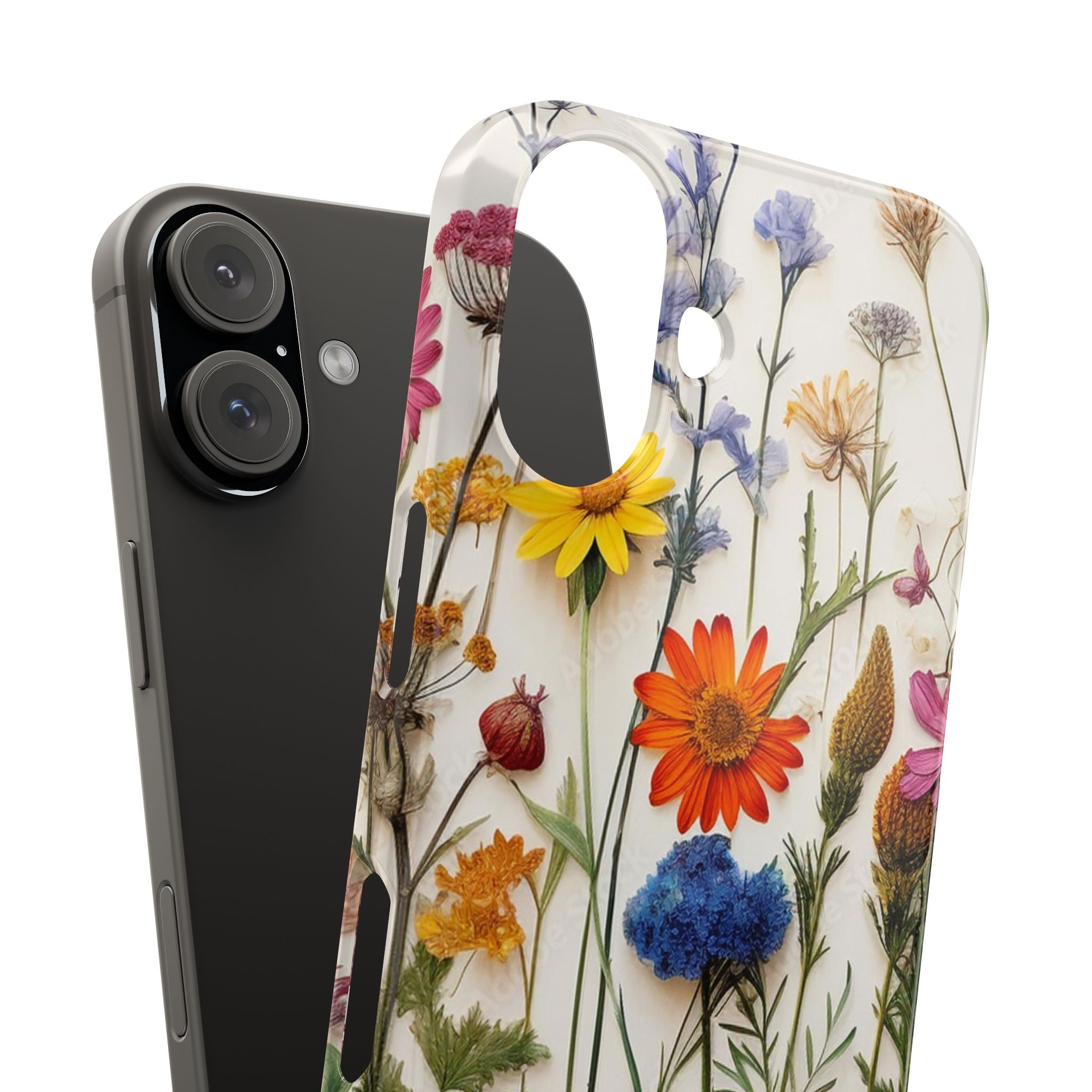 Floral Phone Cases, Slim Protective Cover, Pressed Flowers Design, iPhone 17 Case, Botanical Phone Accessories, Floral Theme Phone Case