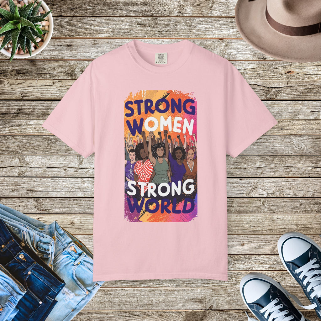 Strong Women Strong World Cotton Tee - Unisex Comfort - DipaliZ