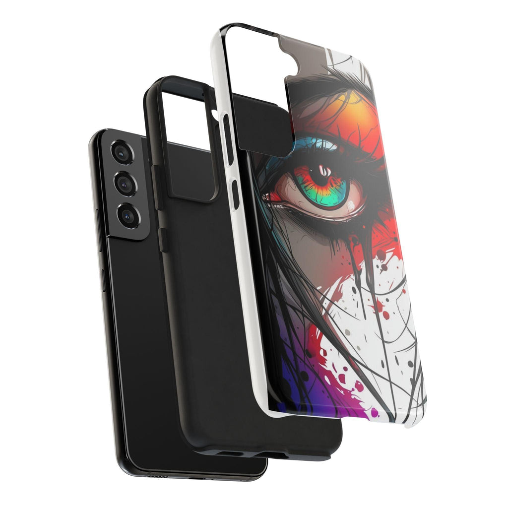 Girl Colorful Eye Painted Printed Tough Phone Case for iPhone & Samsung Galaxy - Artistic & Vibrant Design