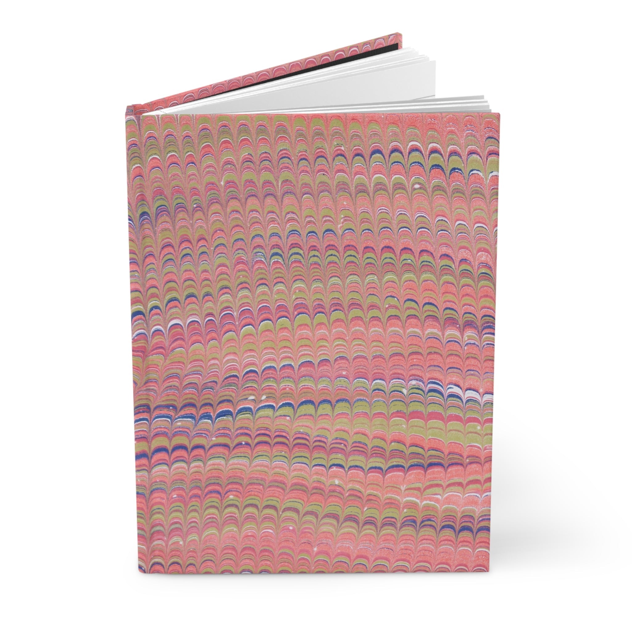 Vintage Italian Marbled Hardcover Journal Pink and Green