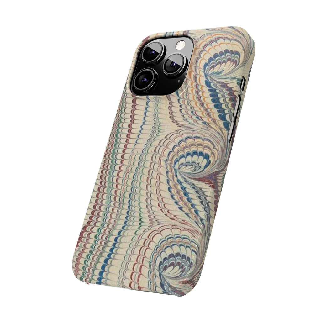 Italian Vintage Marbled Paper Design on iPhone Cases, Artistic Protection for Your Device in Elegant Beige, Blue, Burgundy