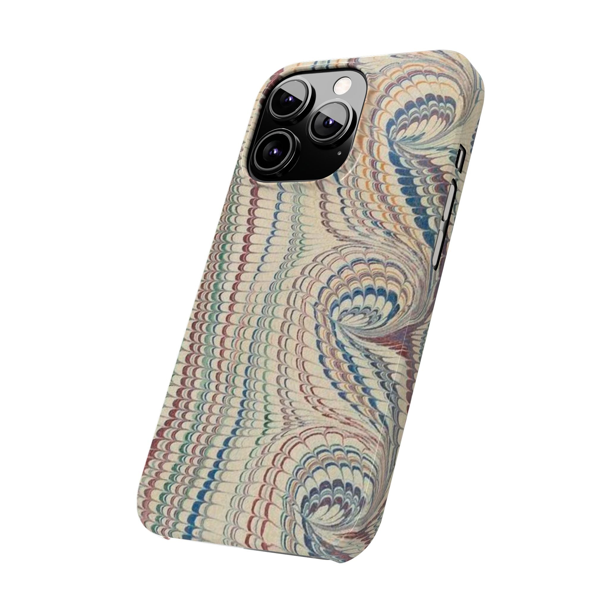 Italian Vintage Marbled Paper Design on iPhone Cases, Artistic Protection for Your Device in Elegant Beige, Blue, Burgundy