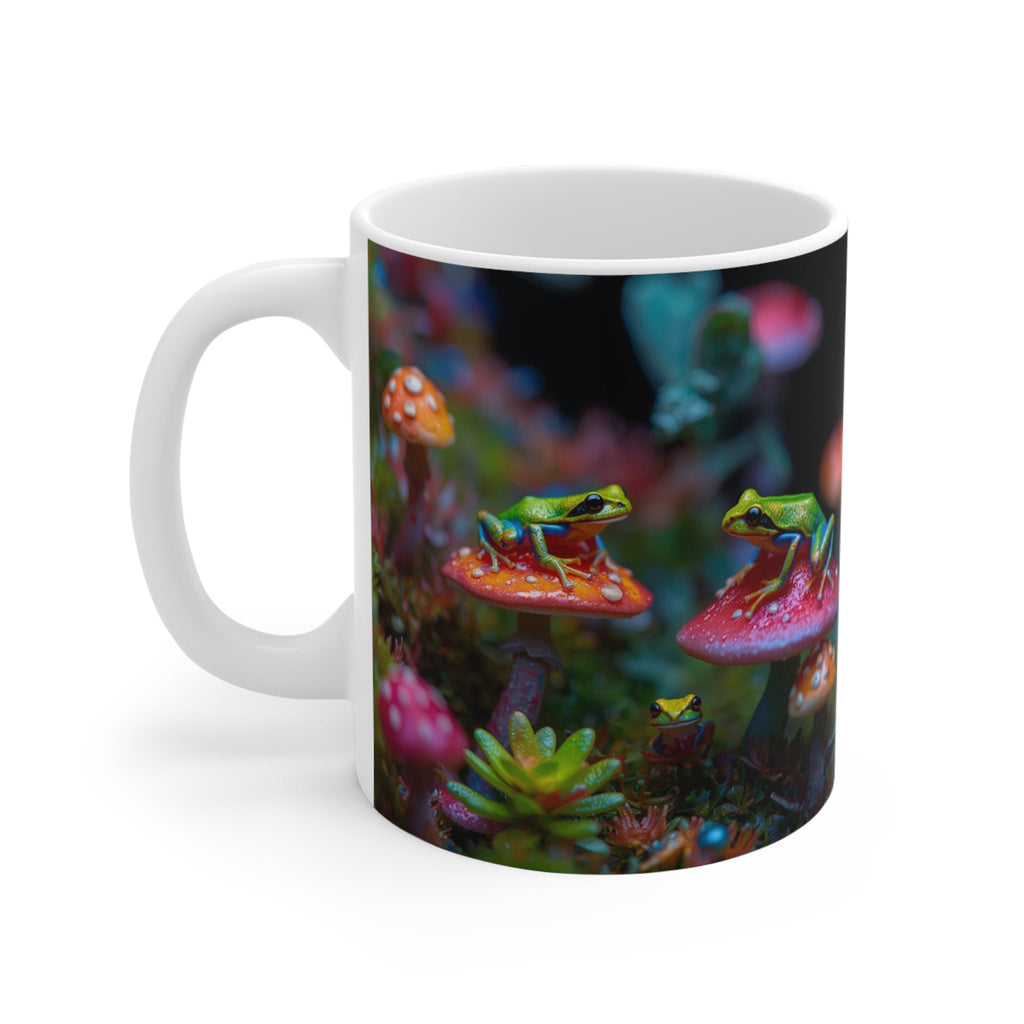 11oz Ceramic Mug — Enchanted Frogs on Mushrooms Coffee Tea Cup