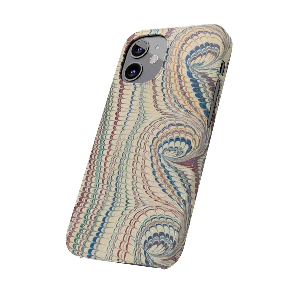 Italian Vintage Marbled Paper Design on iPhone Cases, Artistic Protection for Your Device in Elegant Beige, Blue, Burgundy