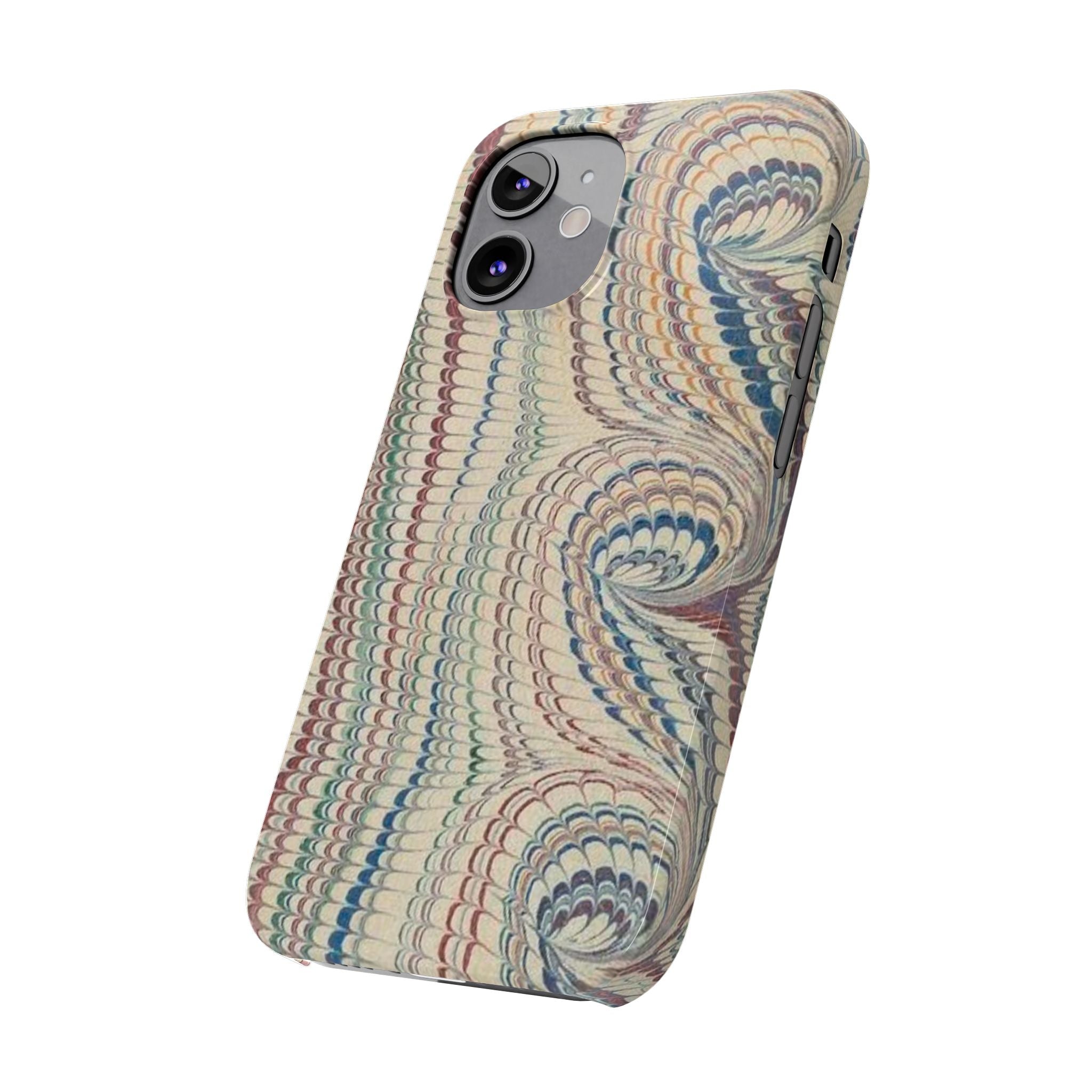 Italian Vintage Marbled Paper Design on iPhone Cases, Artistic Protection for Your Device in Elegant Beige, Blue, Burgundy