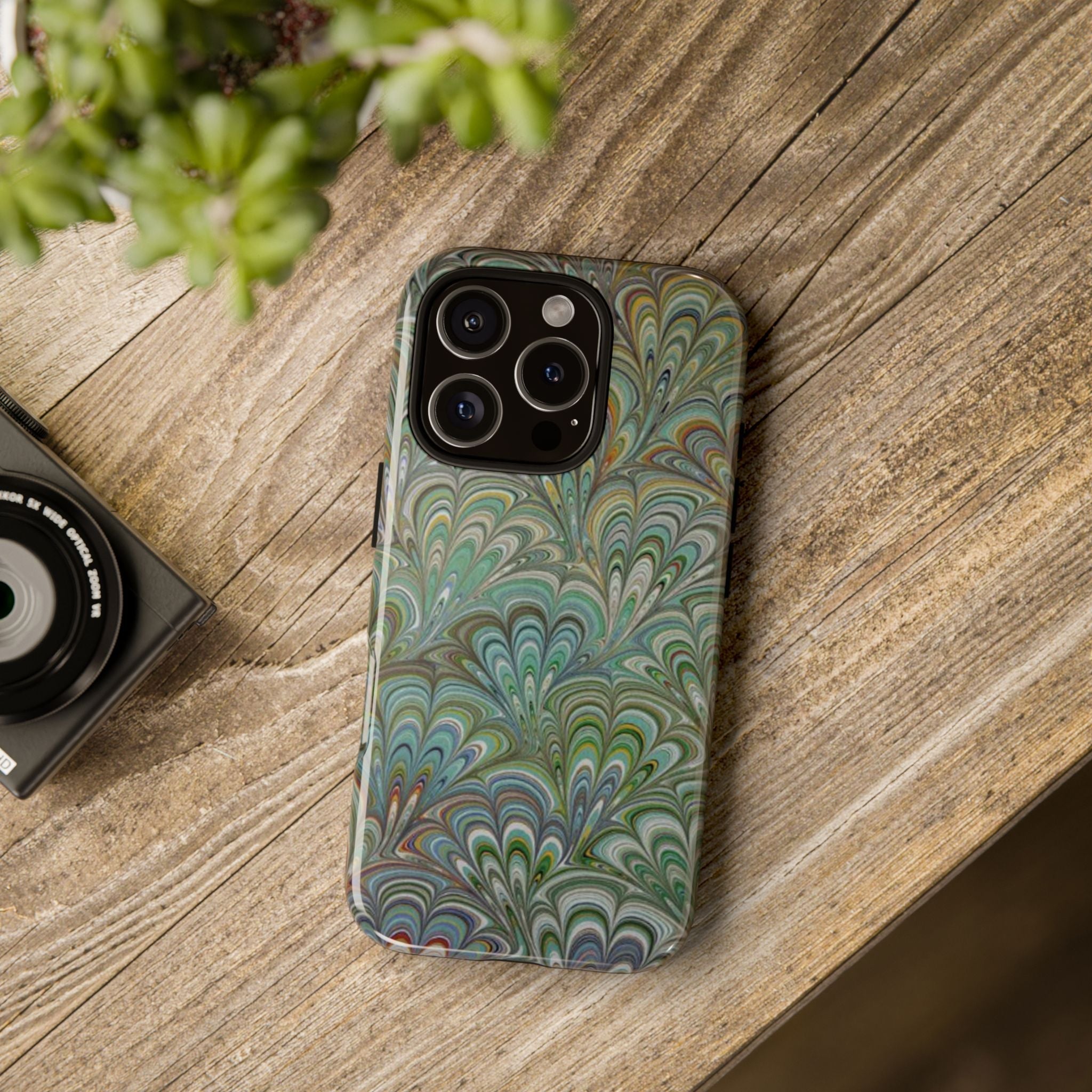 Green Peacock Marbled Phone Case — "Tough Cases" Ultra-Tough Protective Cover