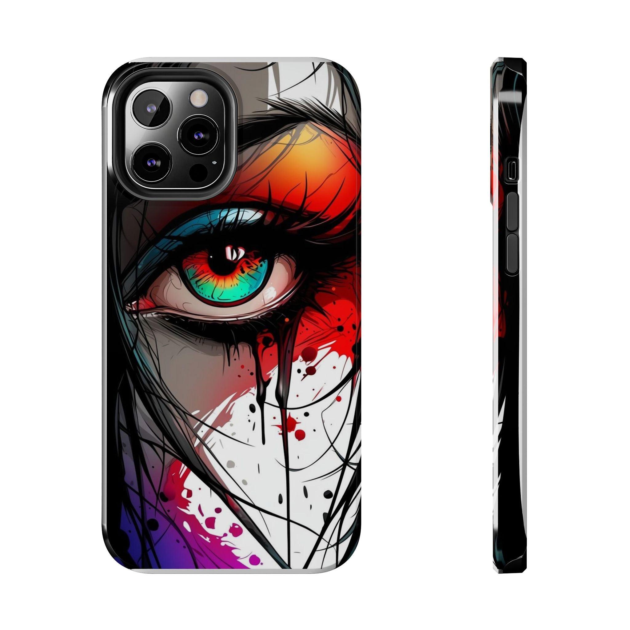 Girl Colorful Eye Painted Printed Tough Phone Case for iPhone & Samsung Galaxy - Artistic & Vibrant Design