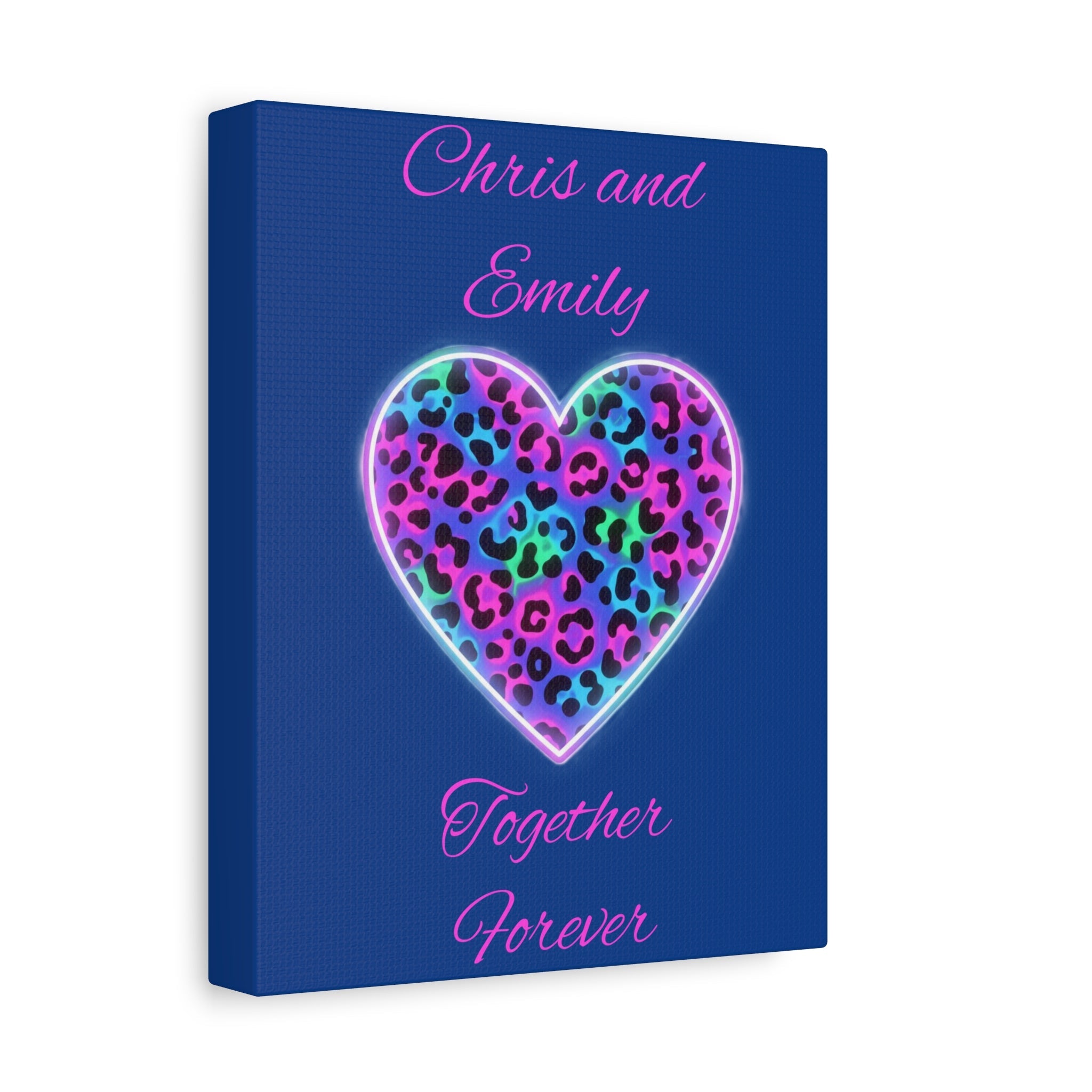 Personalized Neon Leopard Heart Canvas - Make it your own