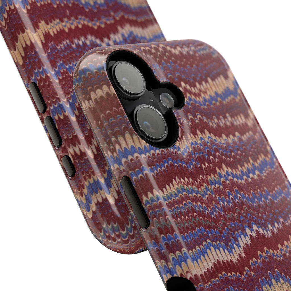 Burgundy and Blue Hues Italian Vintage Marble Design Phone Case for Apple + Samsung