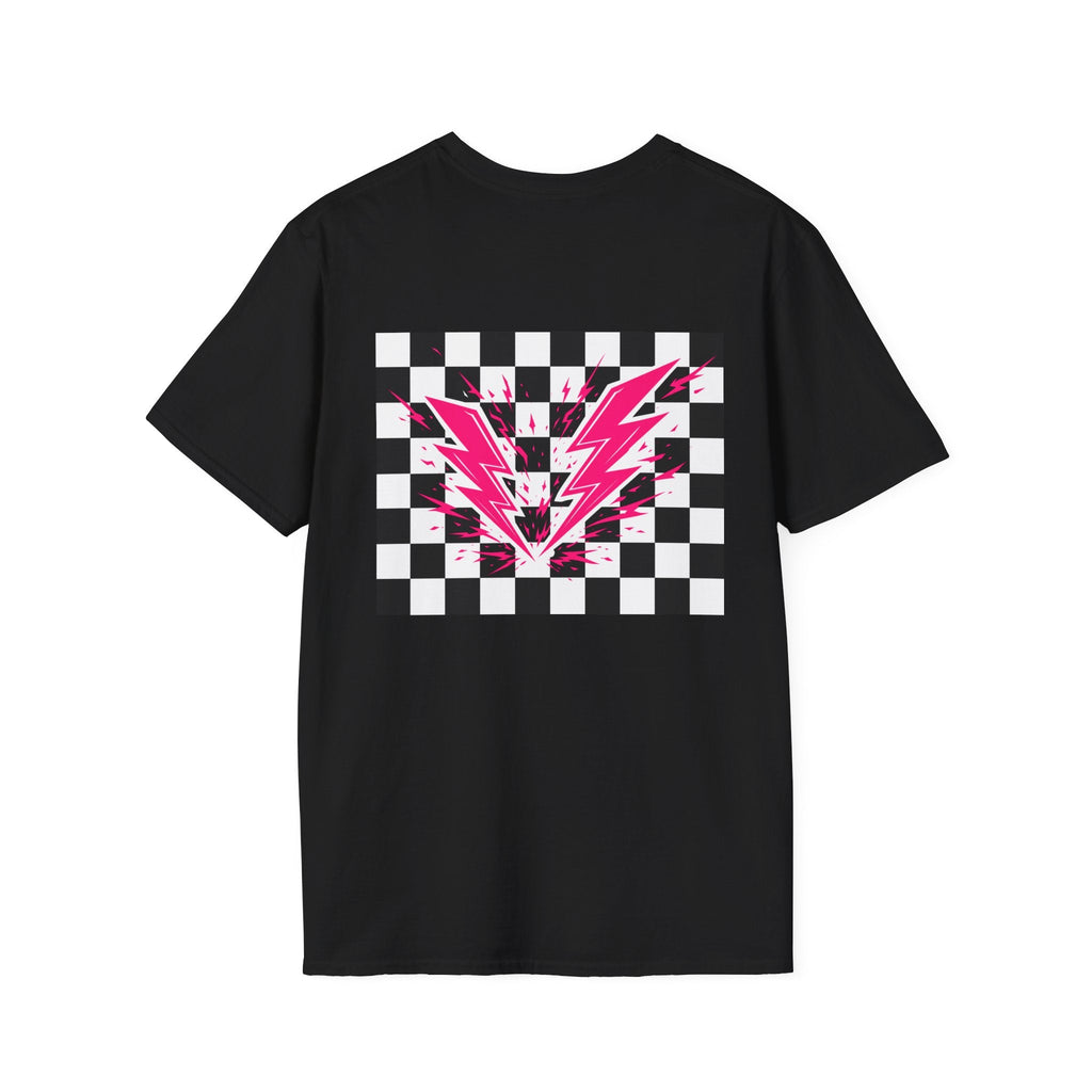 Checkerboard Lightning T-Shirt — Pink Bolts of Lightning Graphic Tee