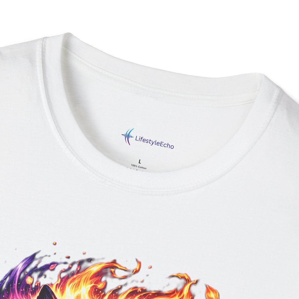 Cosmic Fire Wolf T-Shirt — Vibrant Mystic Wolf Graphic Tee