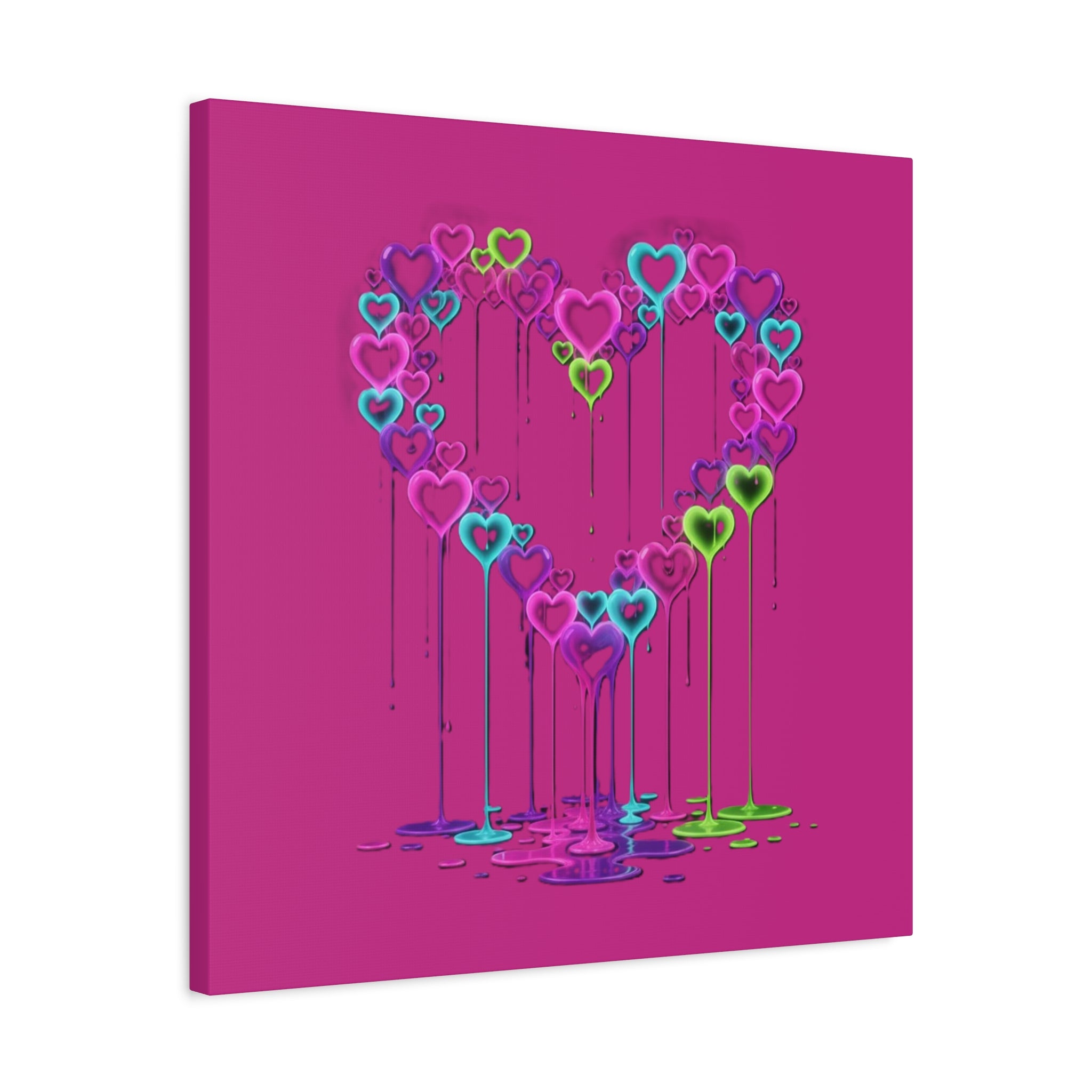 Dripping Neon Heart Canvas Art Valentines Decoration
