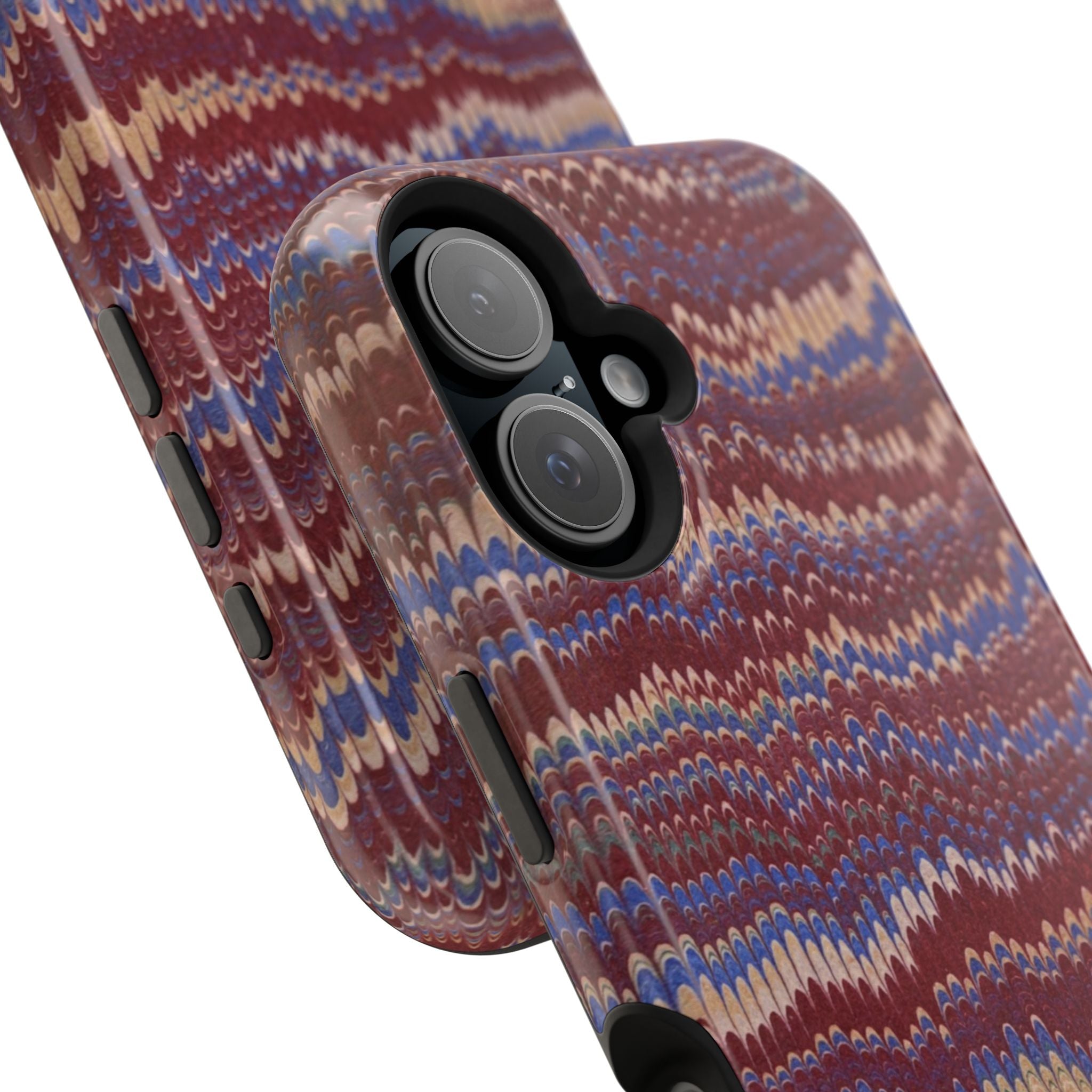 Burgundy and Blue Hues Italian Vintage Marble Design Phone Case for Apple + Samsung