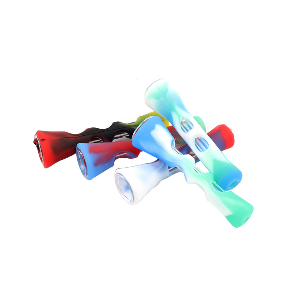 Horn Silicone Pipe Camouflage Glass Smoking Set
