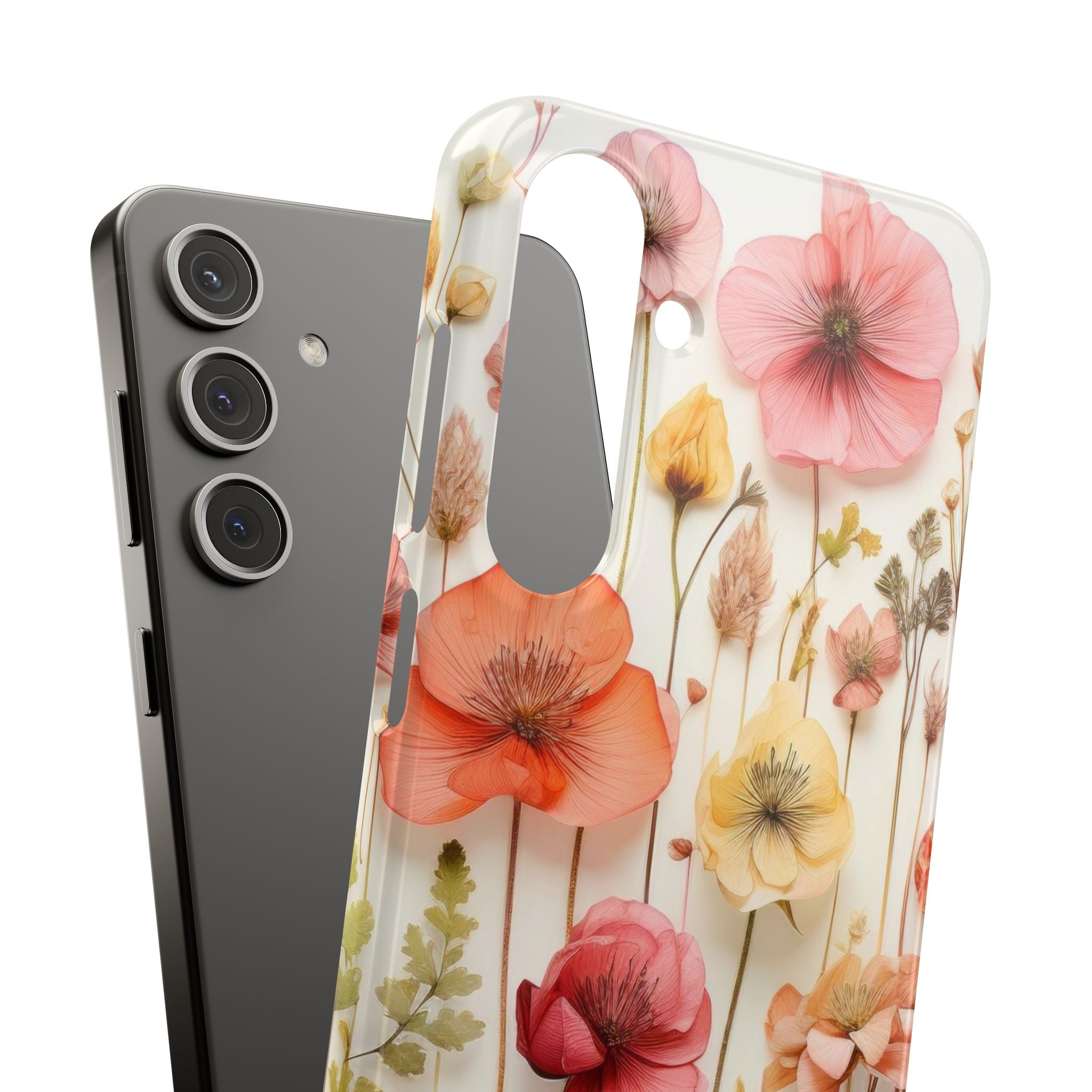 Pink Floral Pressed Flowers - Slim Case