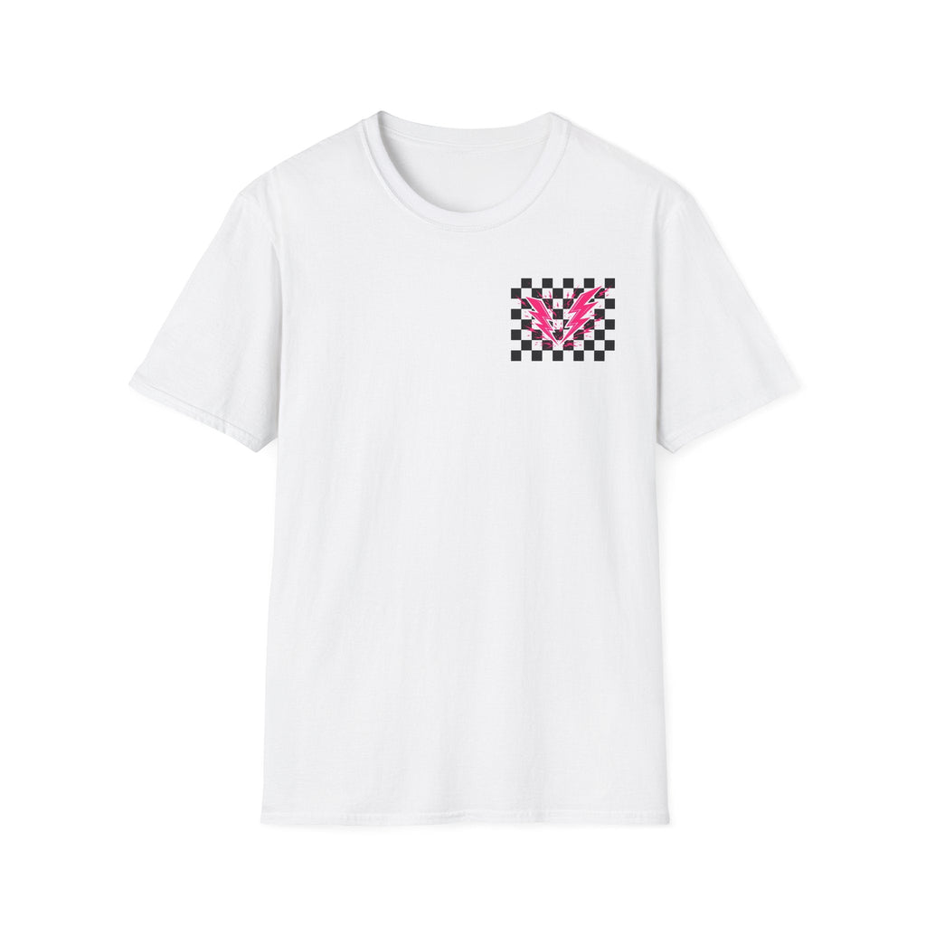 Checkerboard Lightning T-Shirt — Pink Bolts of Lightning Graphic Tee
