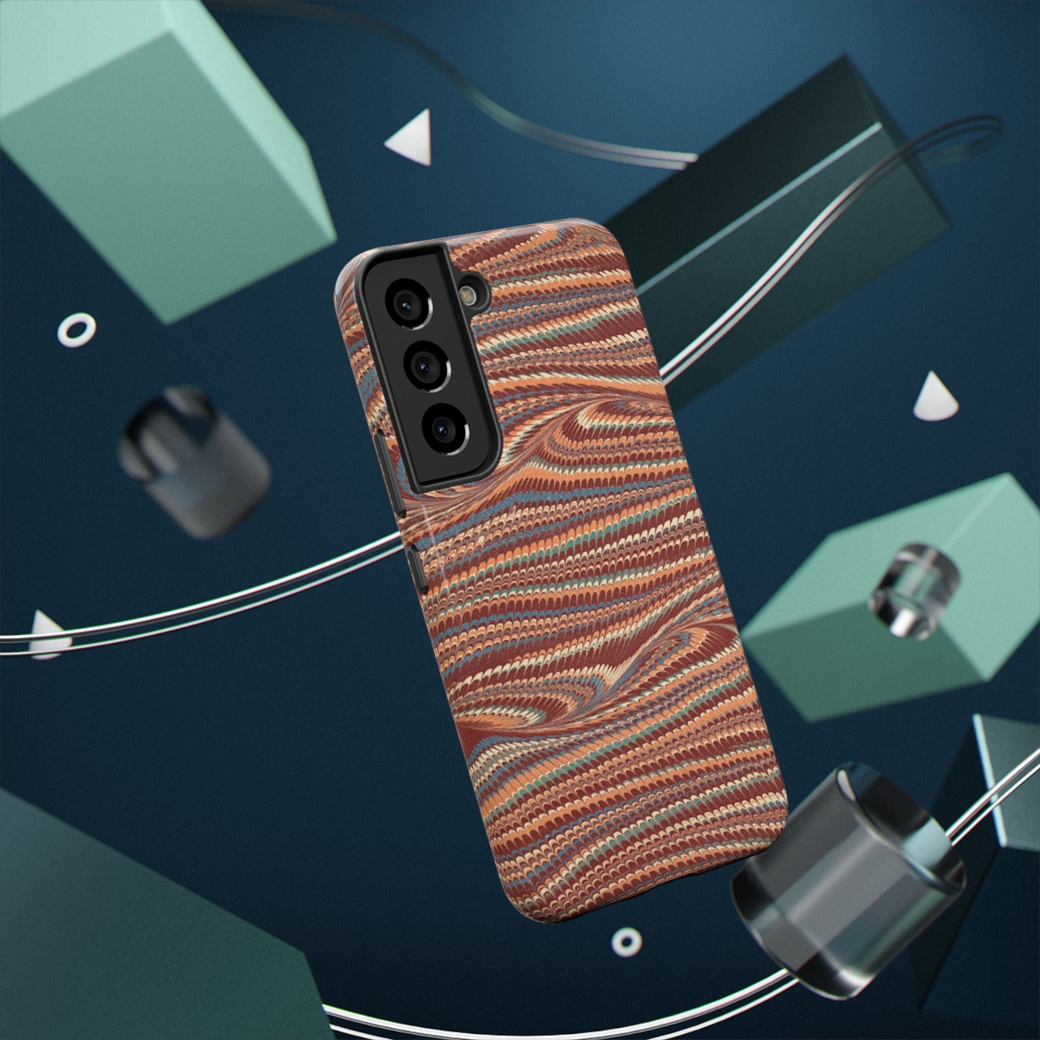 Neutrals Burgundy, Beige, Rust Hues Italian Vintage Marble Design Phone Case for Apple + Samsung