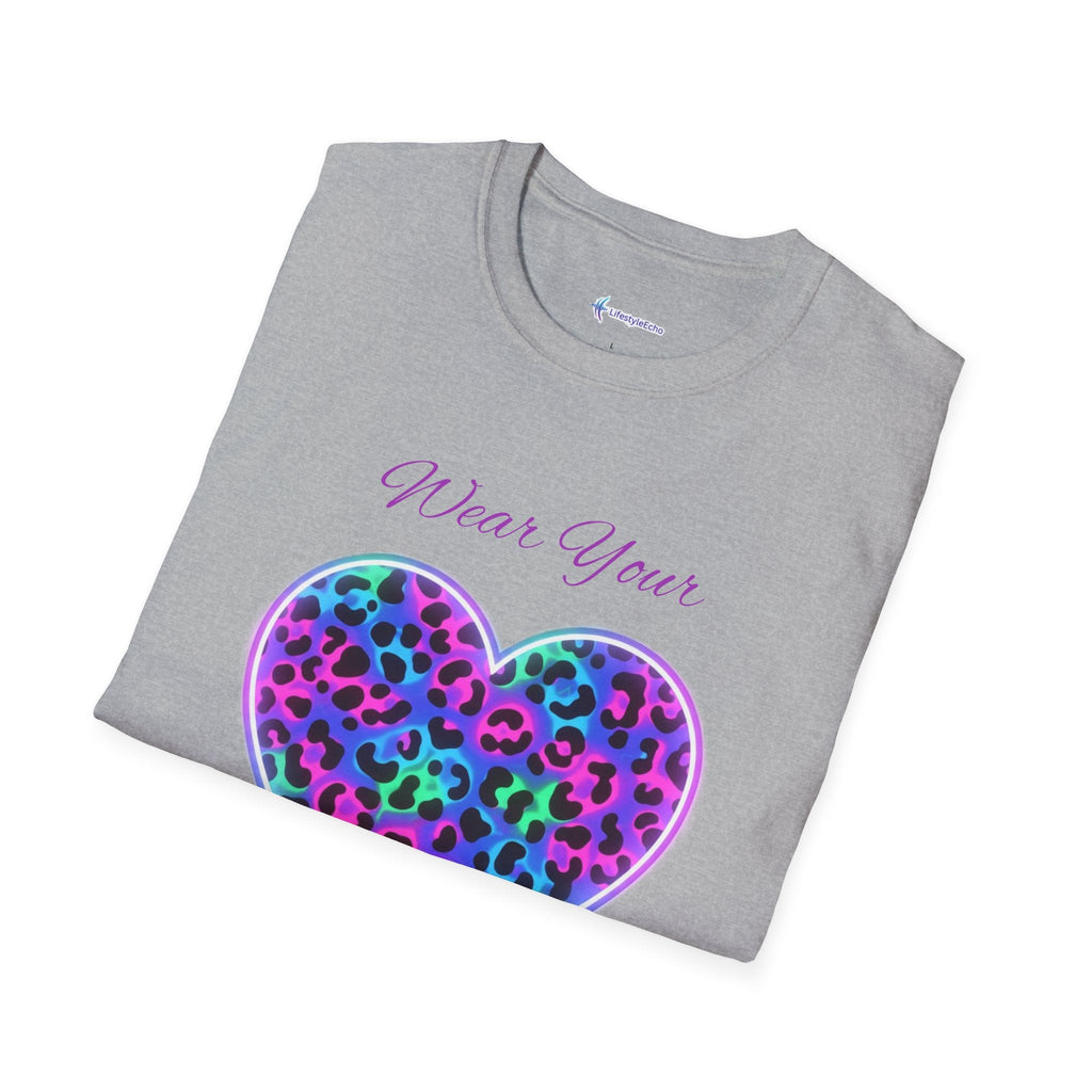 Heart Leopard Print T-Shirt - Wear Your Imagination - Colorful Animal Print Tee
