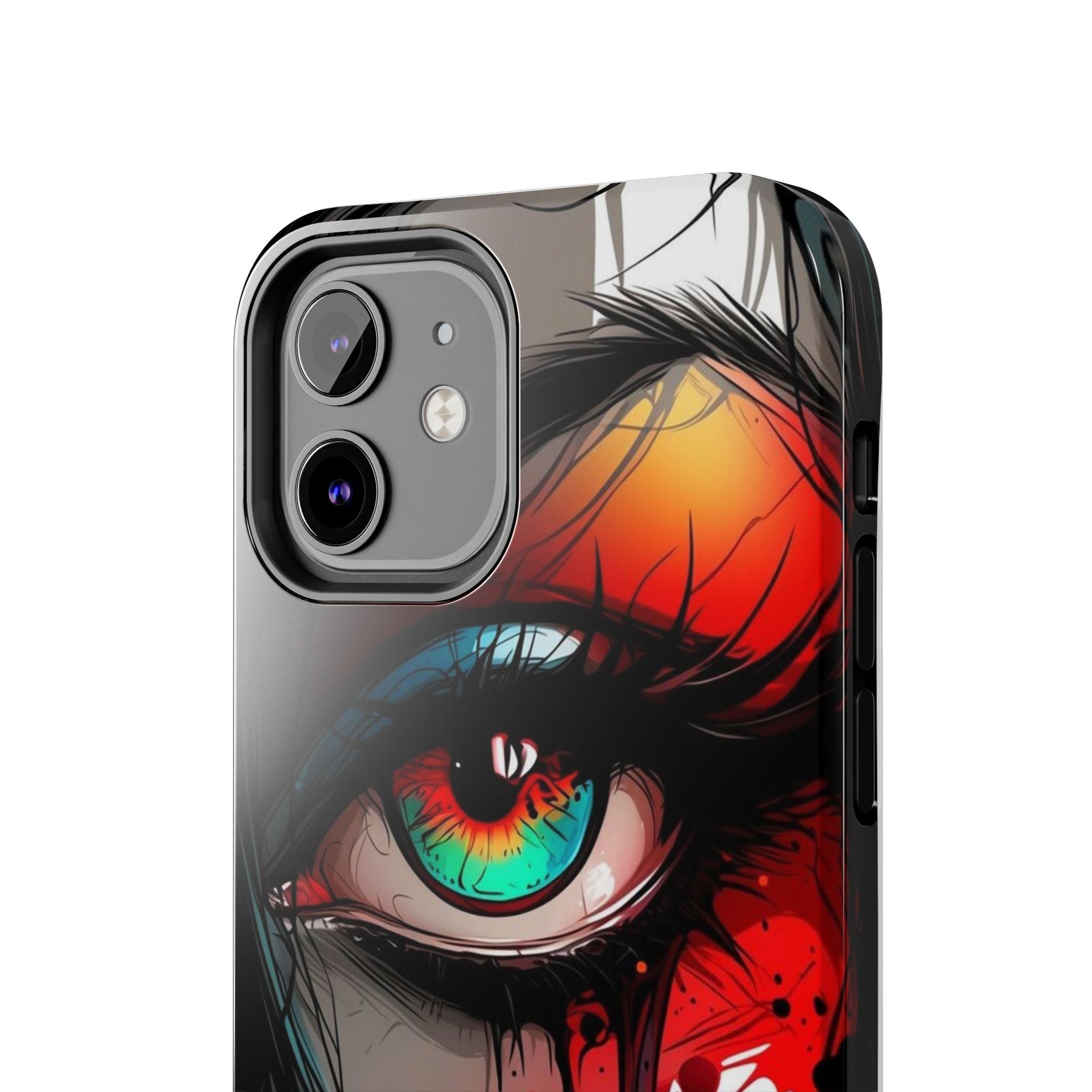 Girl Colorful Eye Painted Printed Tough Phone Case for iPhone & Samsung Galaxy - Artistic & Vibrant Design