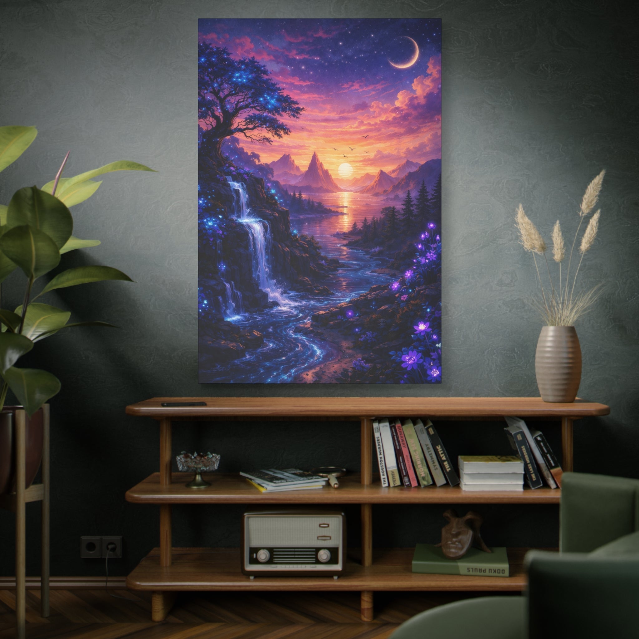 Sunset Fantasy Landscape Canvas Print — Stretched Matte Wall Art