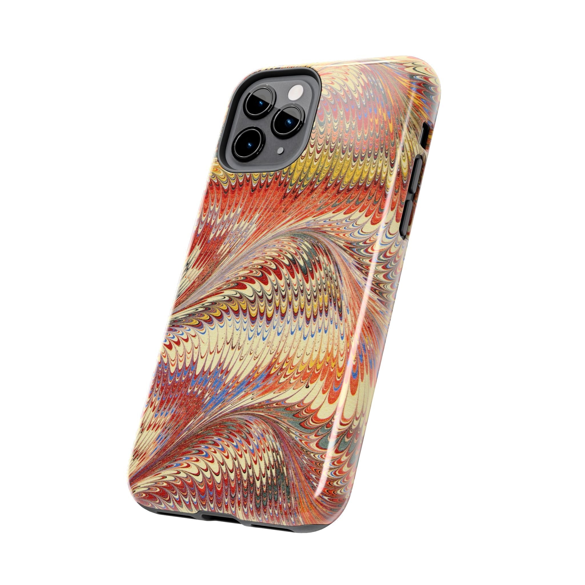 Orange, Rust and Gold Marble Italian Tough Phone Case — Durable Marbled Phone Case