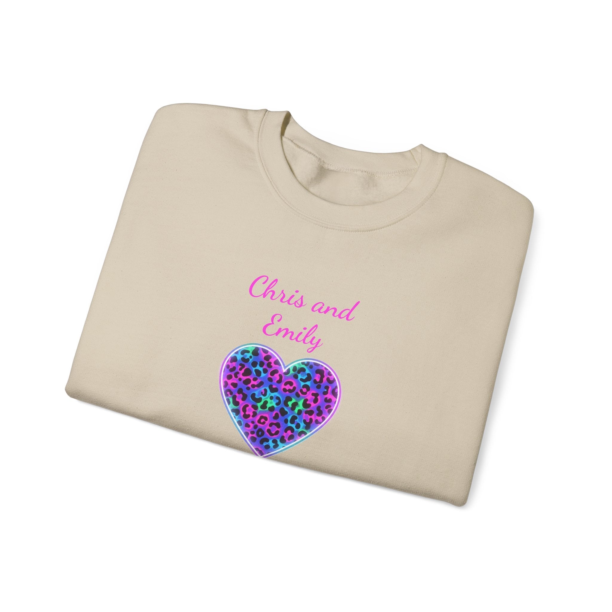 Personalized Heart Crewneck Sweatshirt - Customizable Couple Pullover