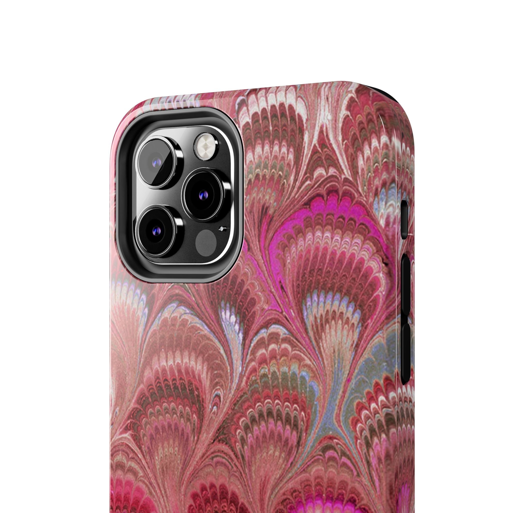 Pink Peacock Marble Italian Tough Phone Case — Durable Marbled Phone Case