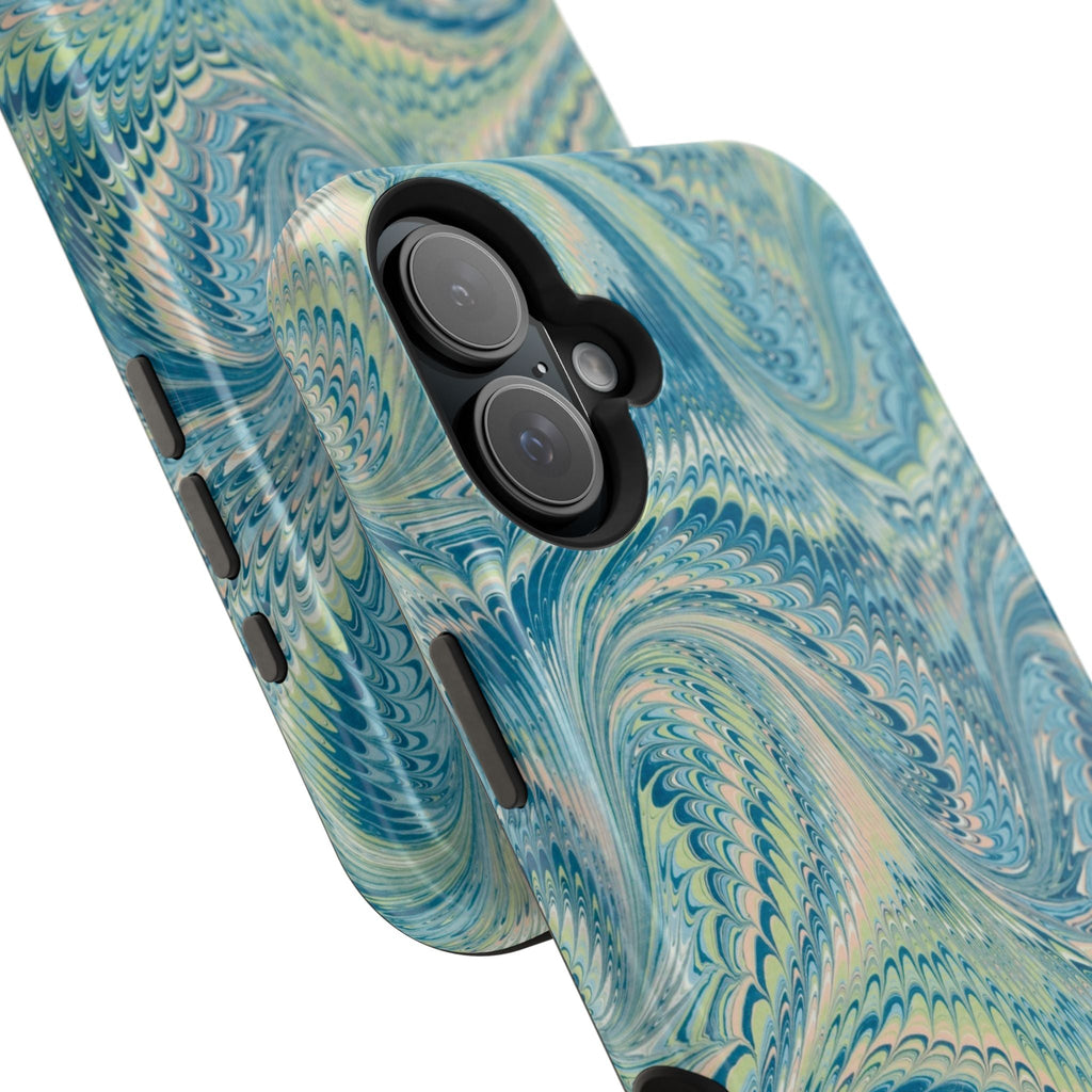 Aqua + Green Marble Phone Case - Impact-Resistant MAG SAFE - Dual Cover Design