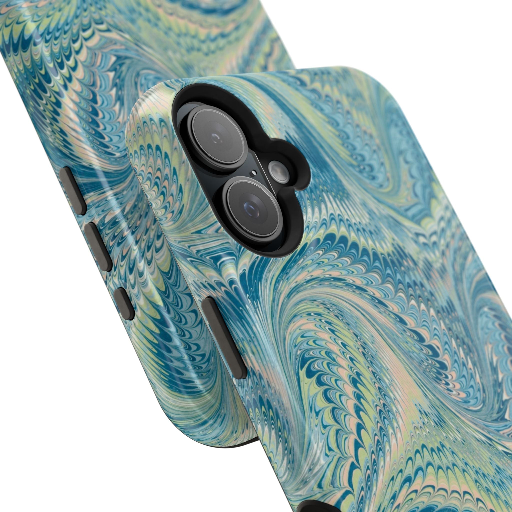 Aqua + Green Marble Phone Case - Impact-Resistant MAG SAFE - Dual Cover Design