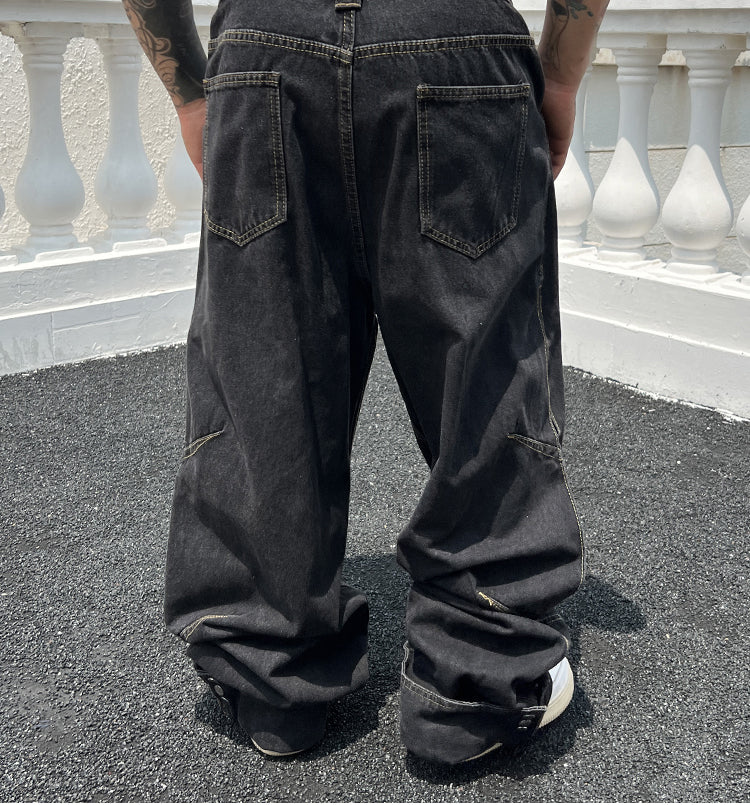 Solid Color Casual Jeans Retro Straight-leg Pants