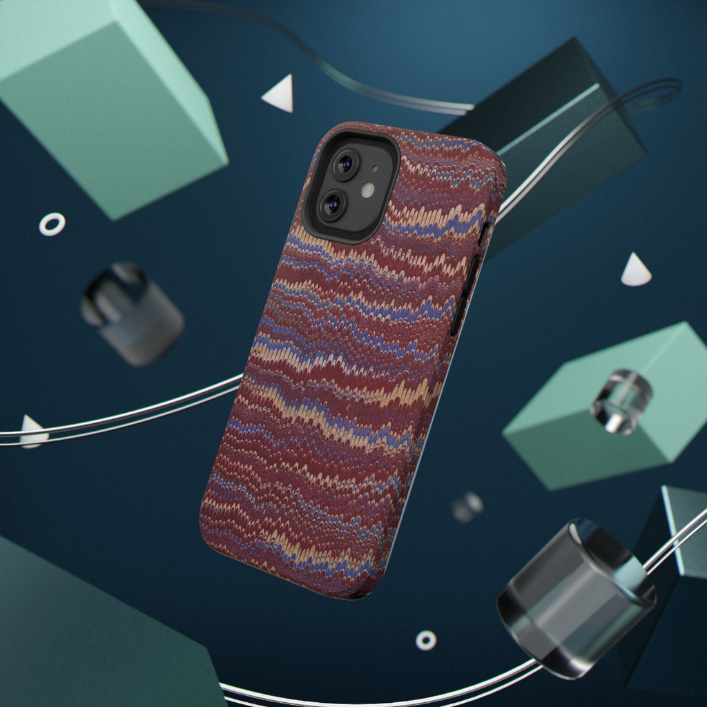 Burgundy and Blue Hues Italian Vintage Marble Design Phone Case for Apple + Samsung