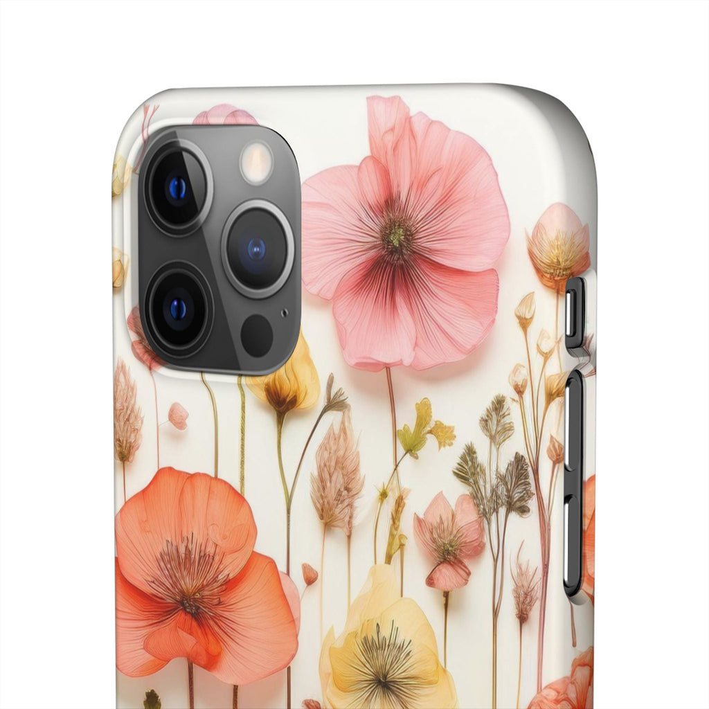 Pink Floral Pressed Flowers - Slim Case