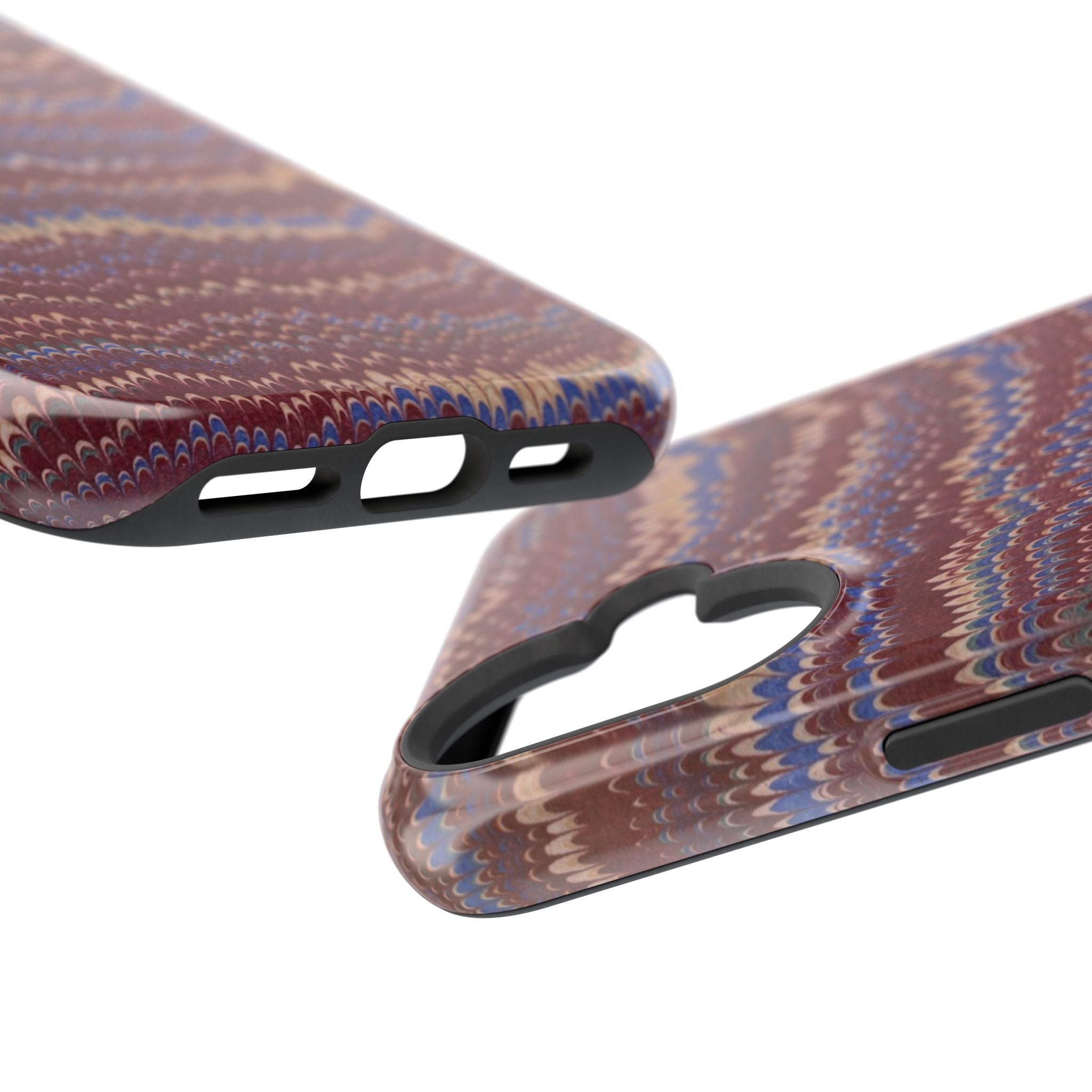 Burgundy and Blue Hues Italian Vintage Marble Design Phone Case for Apple + Samsung