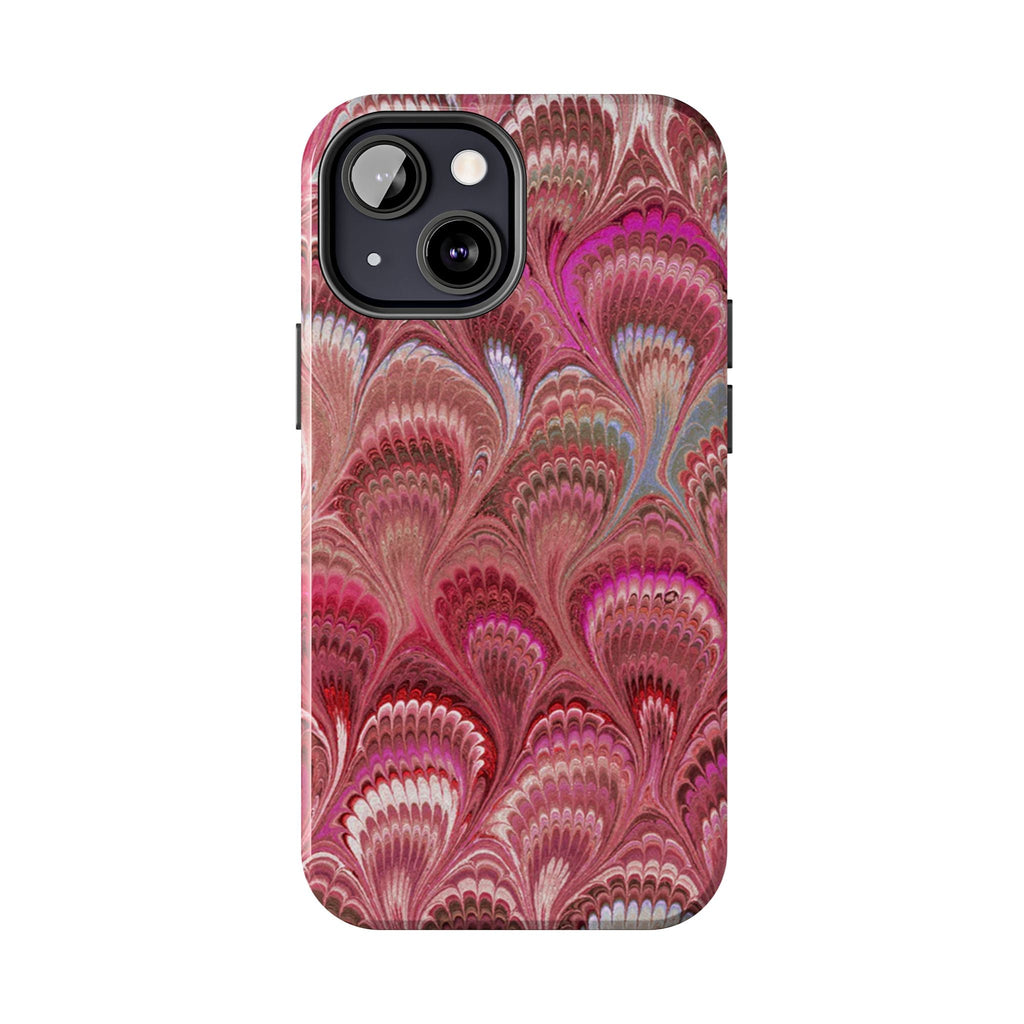 Pink Peacock Marble Italian Tough Phone Case — Durable Marbled Phone Case
