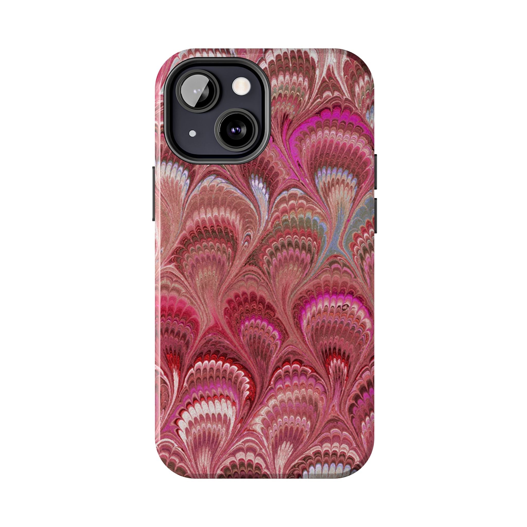 Pink Peacock Marble Italian Tough Phone Case — Durable Marbled Phone Case