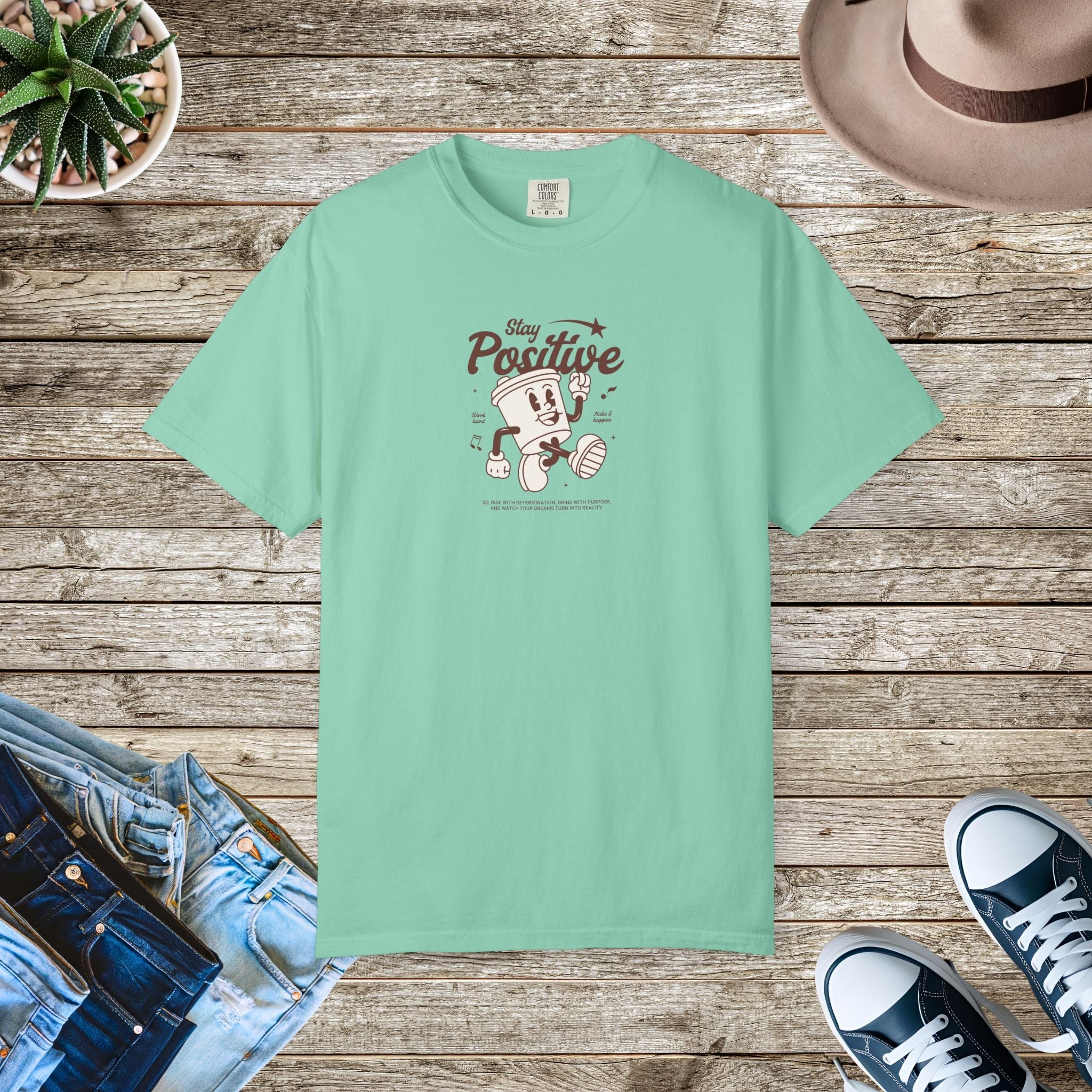 Think Positive Cotton Tee - Inspirational Unisex Comfort - DipaliZ