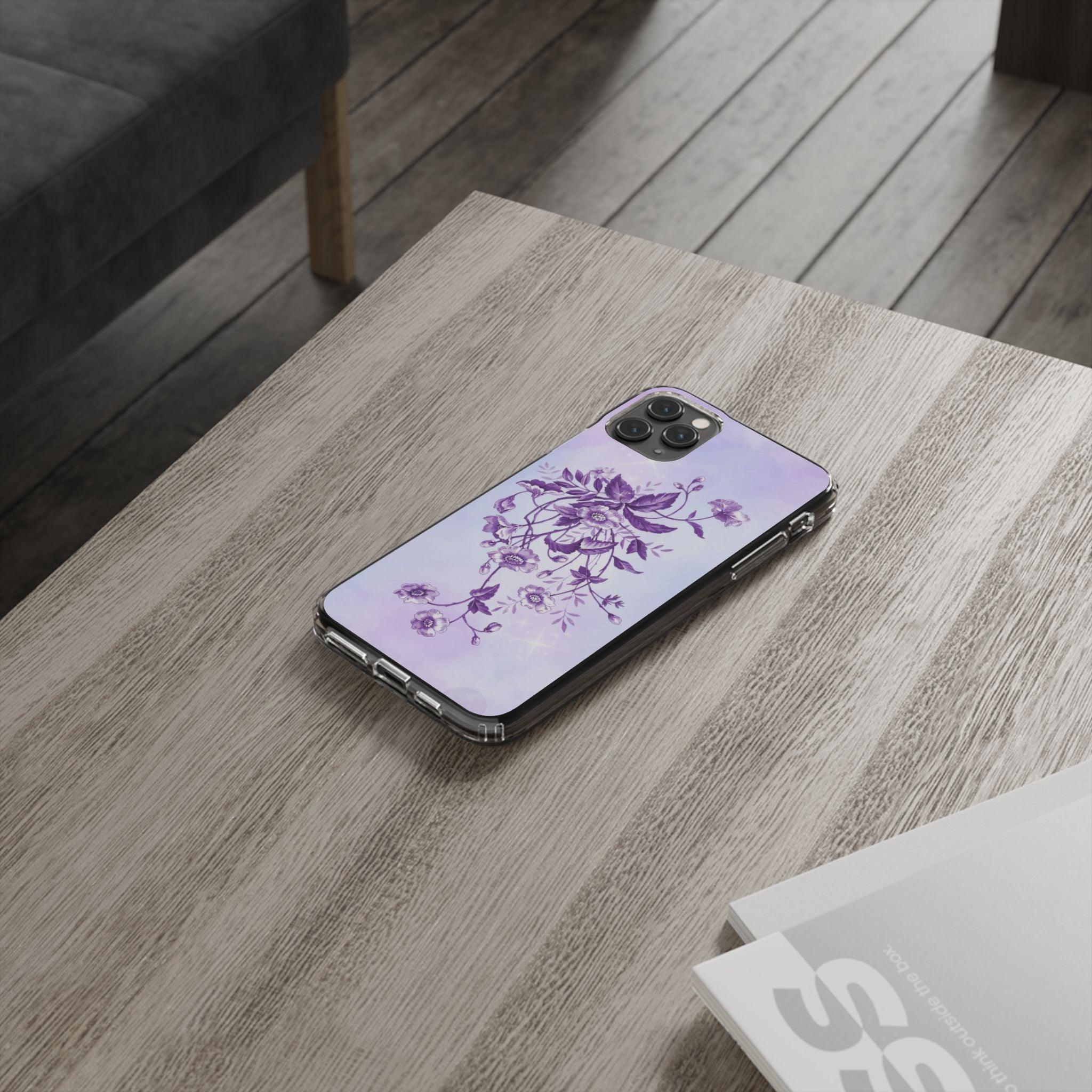 Floral design In Purple Clear Cases
