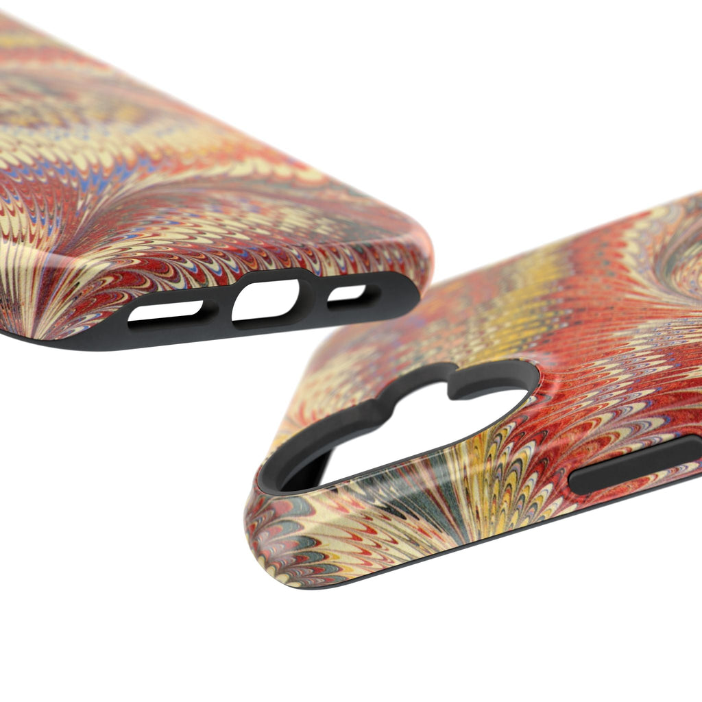 Rust + Gold Italian Marbled Design Magnetic MAG SAFE - Dual Layer Case - Glossy or Matte