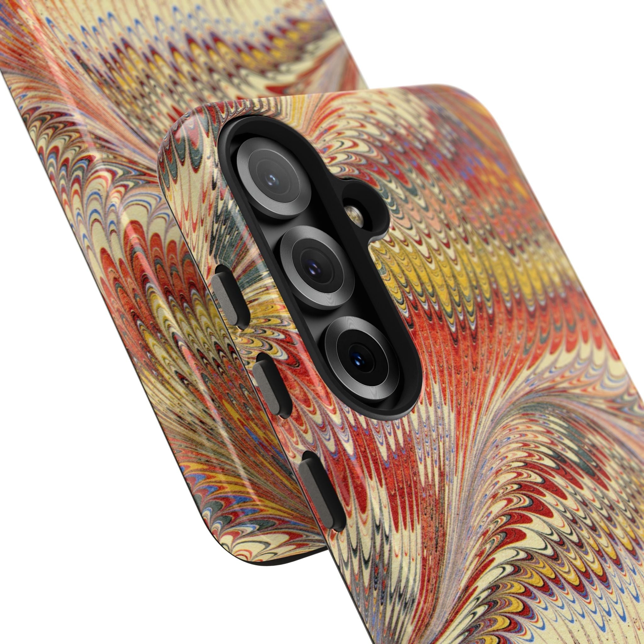 Orange, Rust and Gold Marble Italian Tough Phone Case — Durable Marbled Phone Case