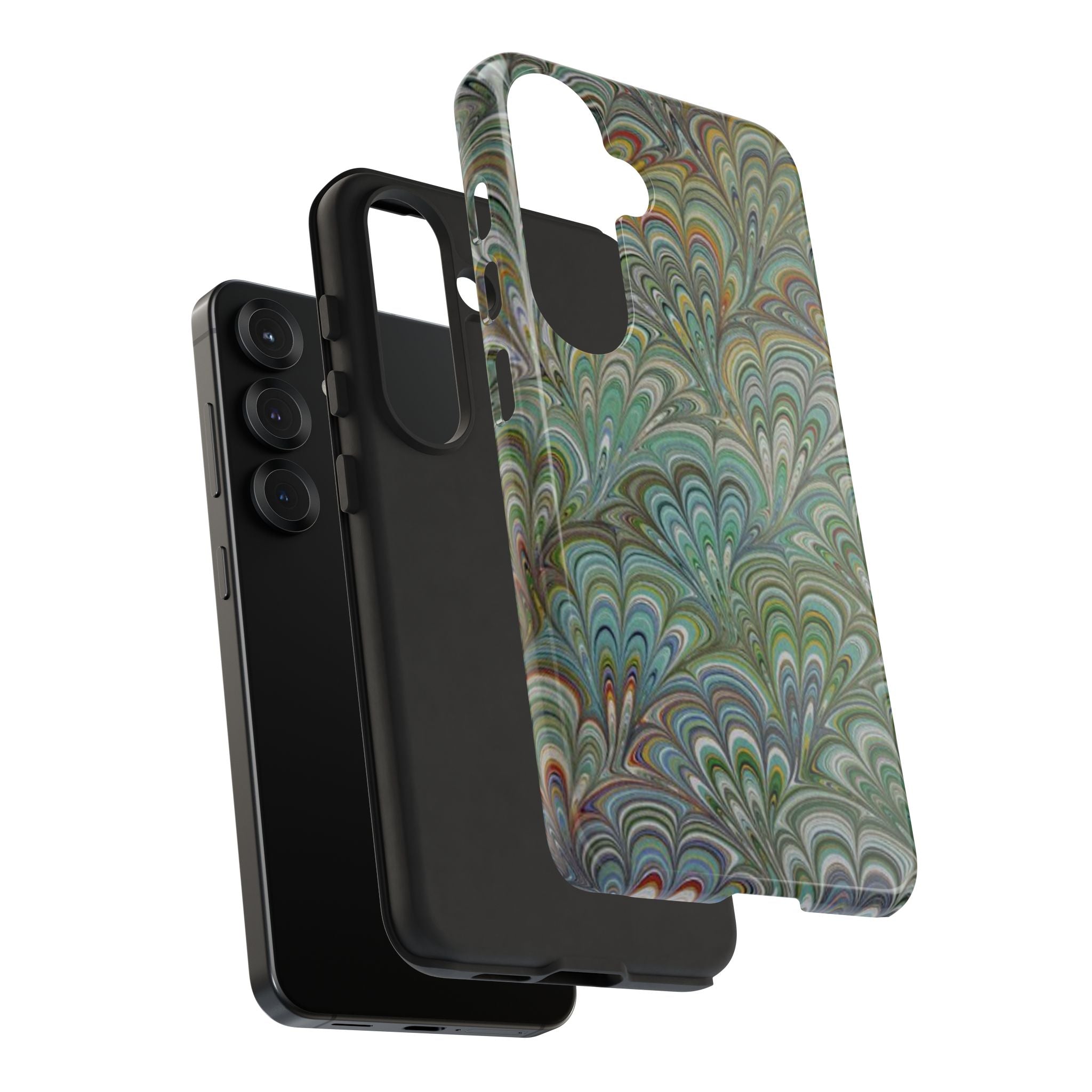 Green Peacock Marbled Phone Case — "Tough Cases" Ultra-Tough Protective Cover