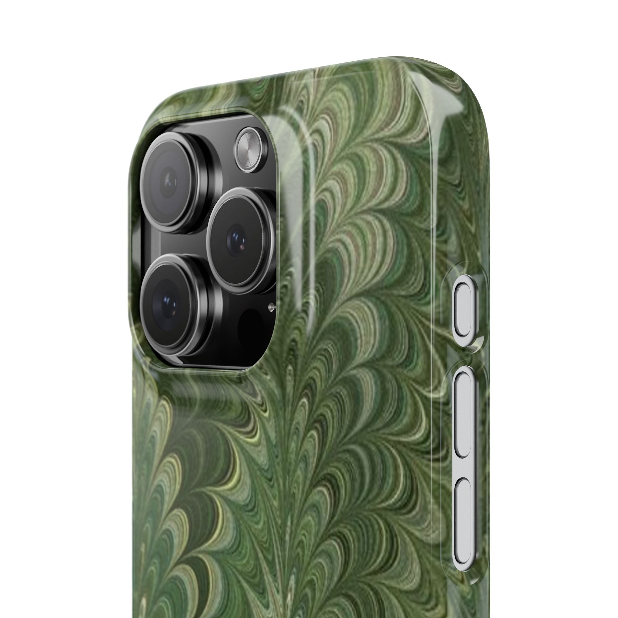 Deep Green Cheveron Marbled Phone Case - Single Layer Slim Case