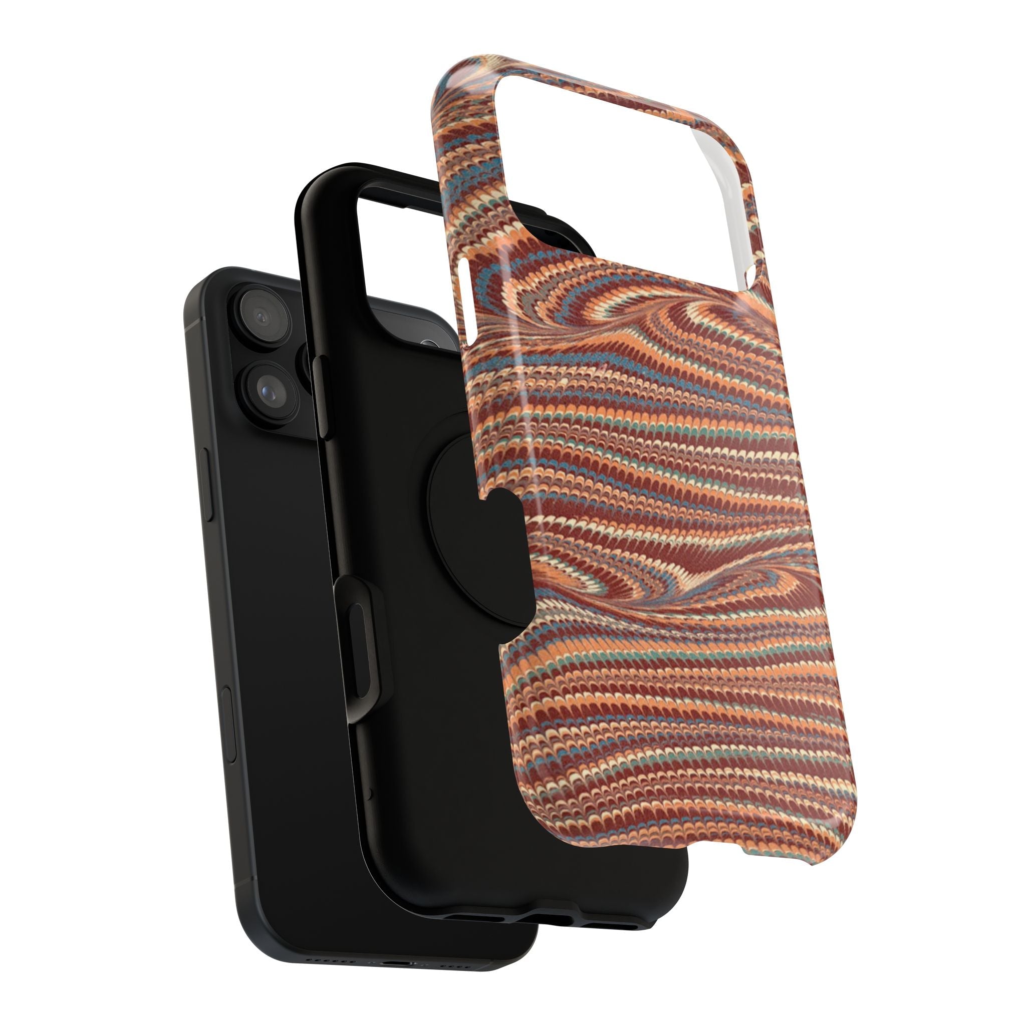 Neutrals Burgundy, Beige, Rust Hues Italian Vintage Marble Design Phone Case for Apple + Samsung